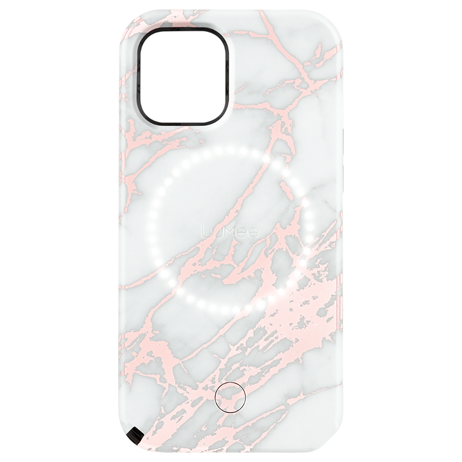 Lumee Halo Selfie Light Case For Iphone 13 13 Pro Rose Gold White Marble Gamestop