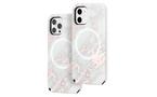 LuMee Halo Selfie Light Case for iPhone 12/12 Pro Rose Gold White Marble