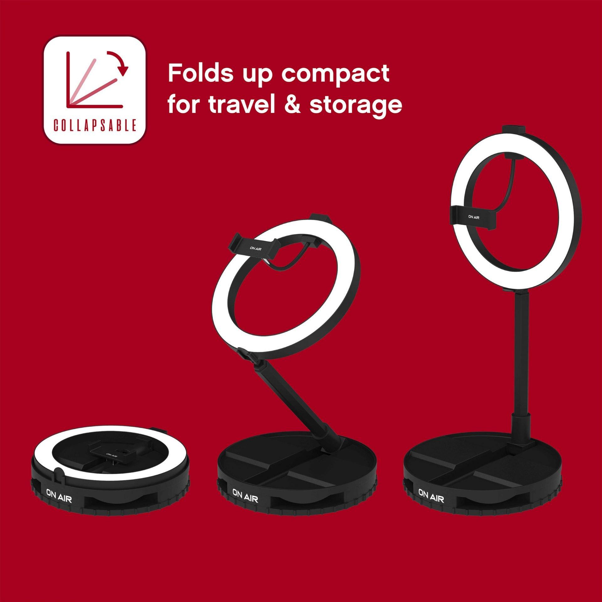 Tzumi On Air Halo Travel Pro 10In LED Ring Light with Foldable Stand