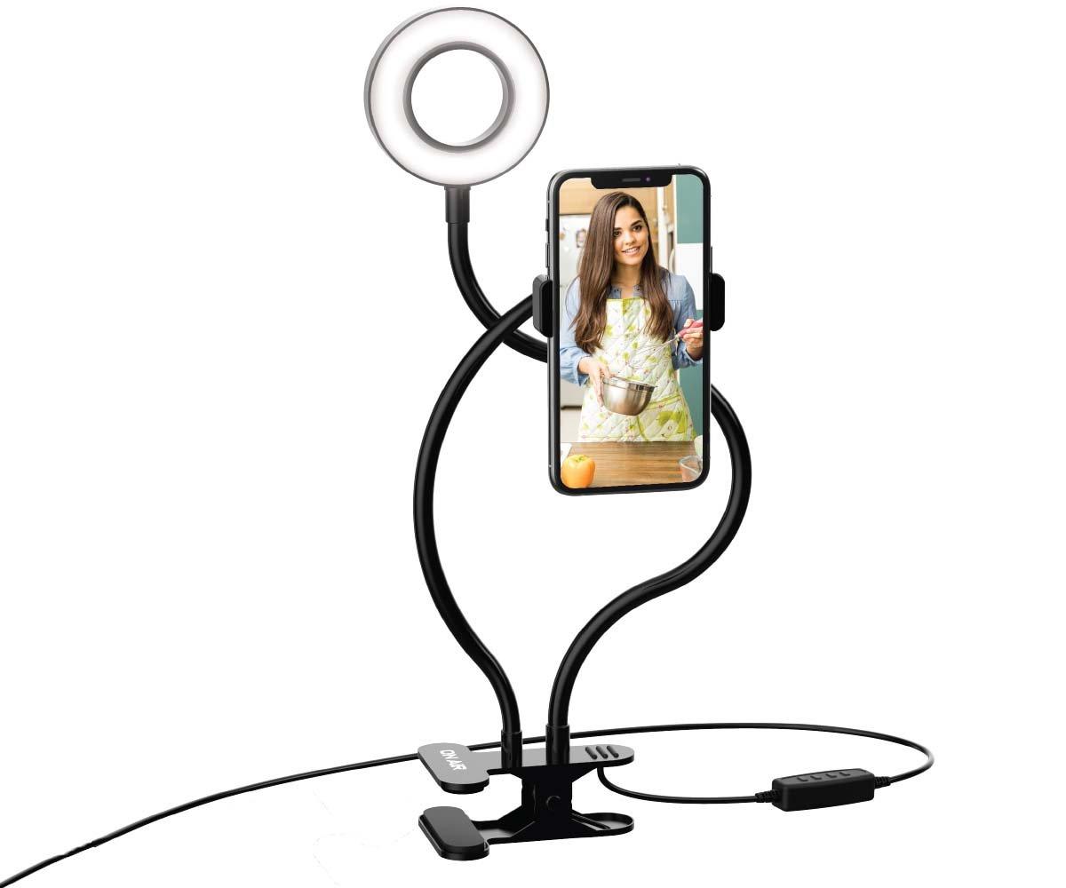 Tzumi On Air Halo Flex Duo 3.5In Ring Light Cell Phone Holder with