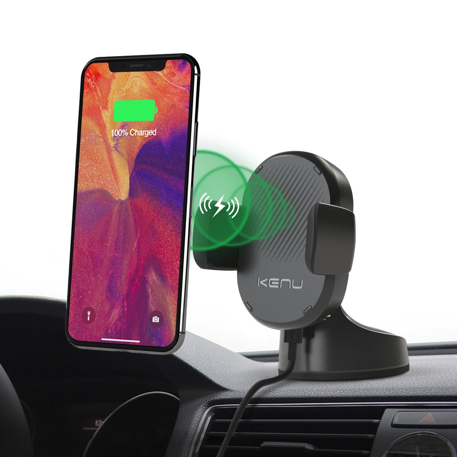 Kenu Airbase Wireless Wireless Smartphone Fast Charging Suction Mount Black