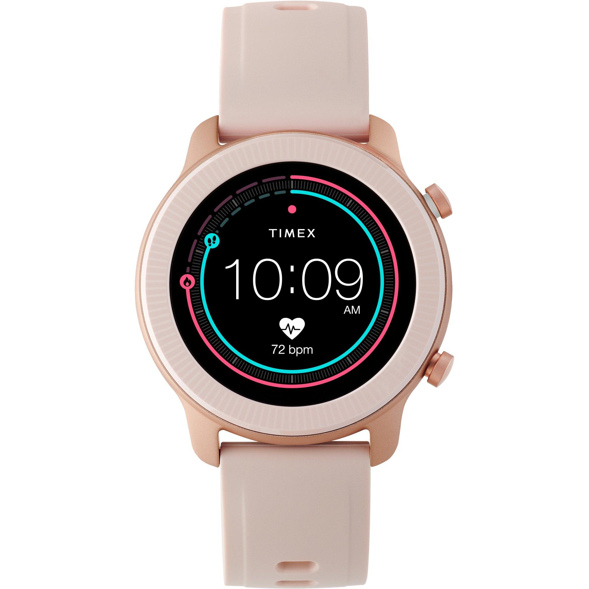 Timex Metropolitan R AMOLED GPS & Heart Rate 42mm Smartwatch Rose Gold with Blush Silicone Strap