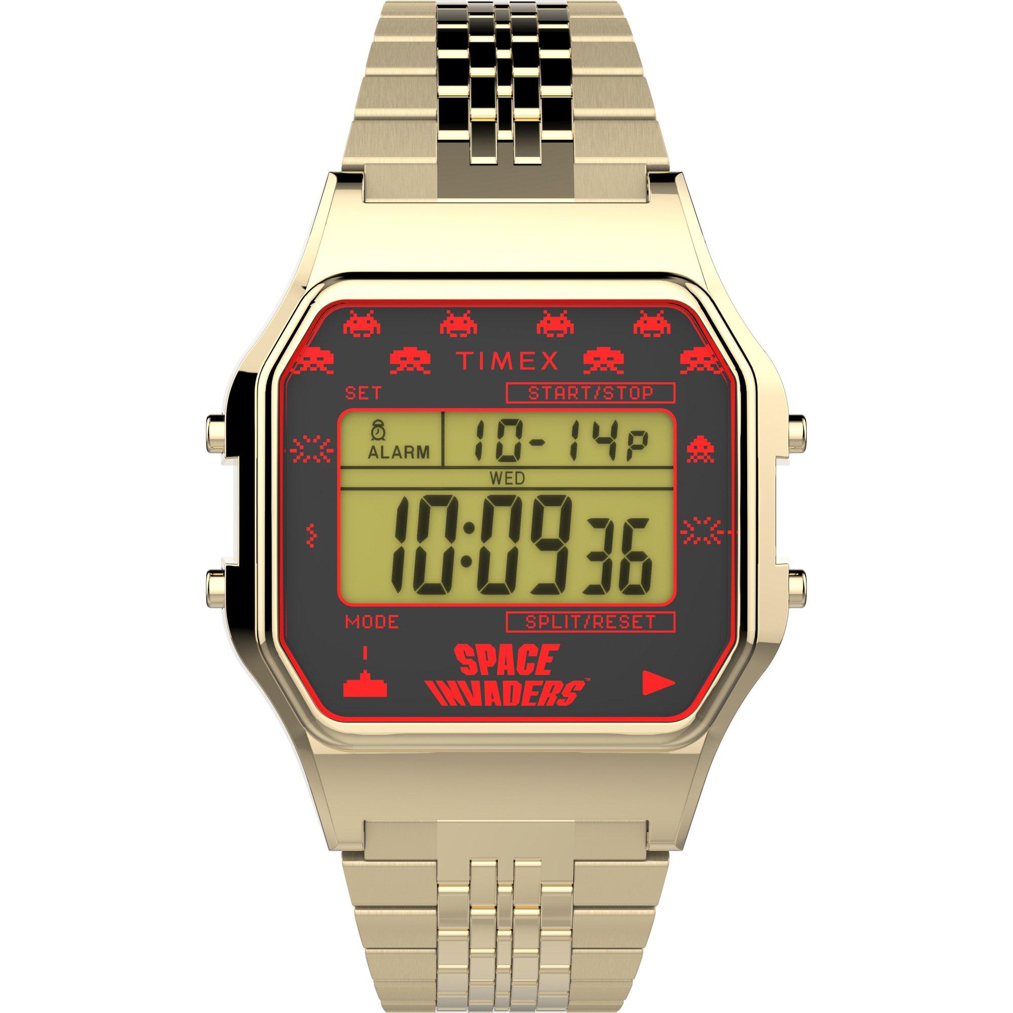 Timex T80 Space Invaders 34mm Watch Gold With Stainless Steel Bracelet Gamestop 