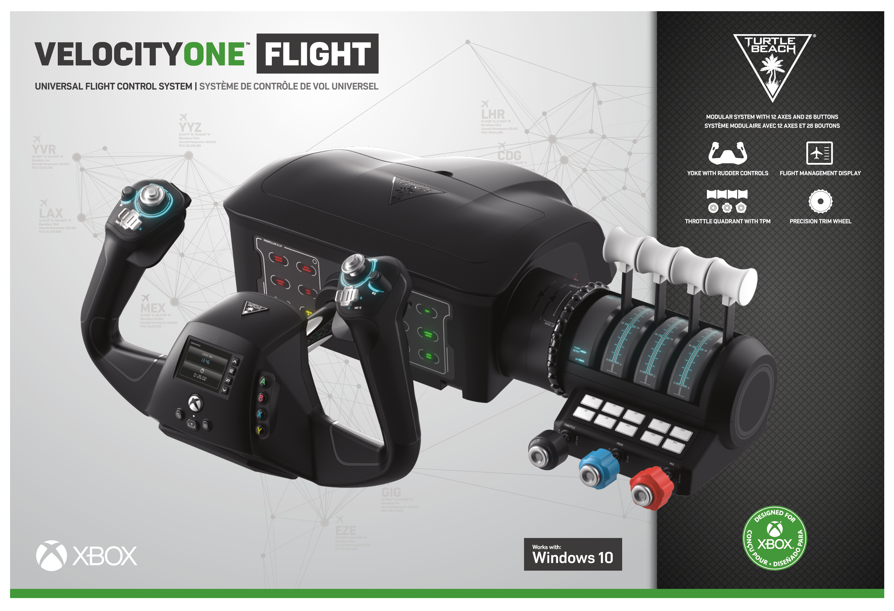 Turtle Beach VelocityOne Flight Universal Control System - Xbox Series X &  Xbox Series S, Xbox One & Windows 10 & 11 PCs with Yoke Handle, Throttle