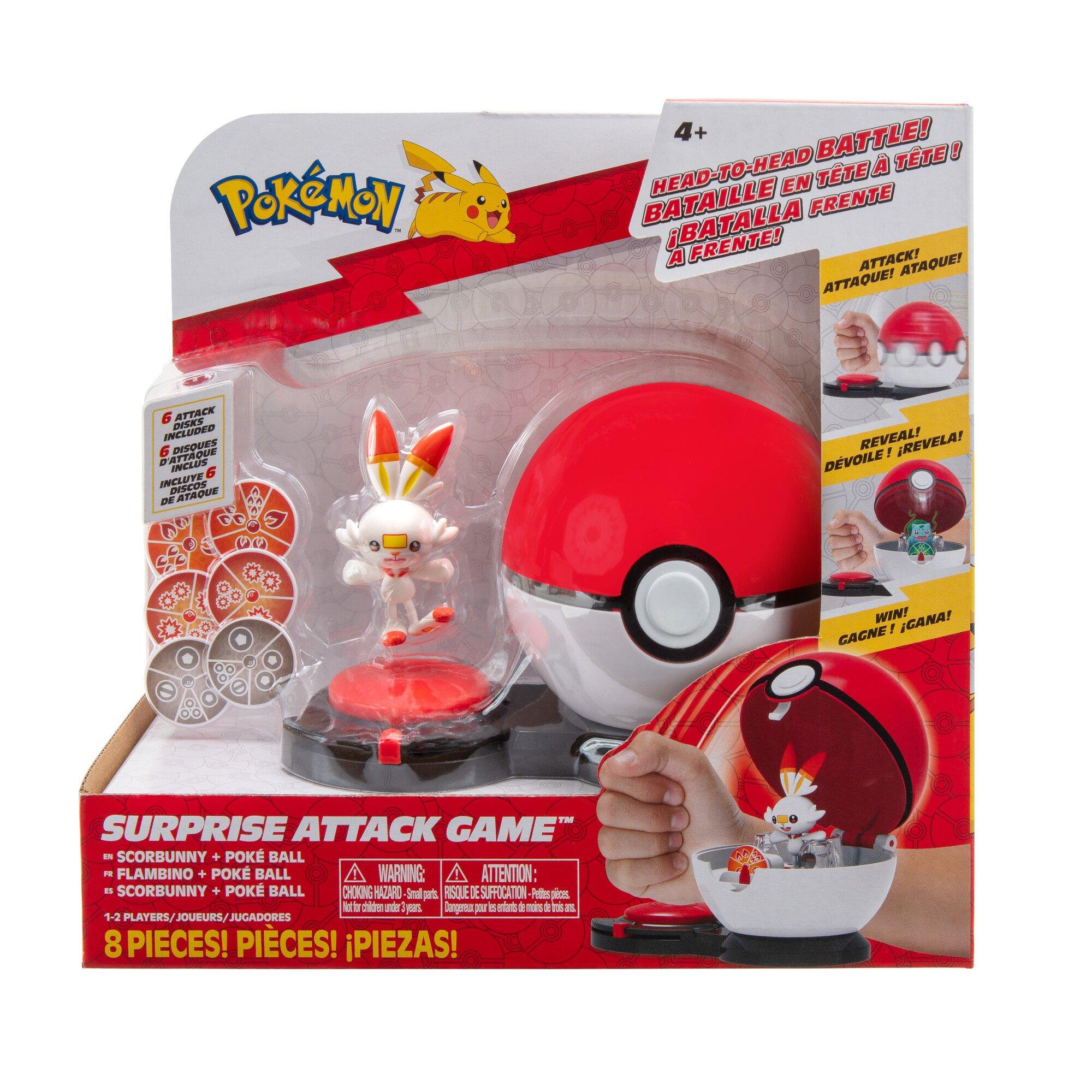 Jazwares Pokemon Surprise Attack Game Pikachu with Repeat Ball vs.  Bulbasaur with Poke Ball