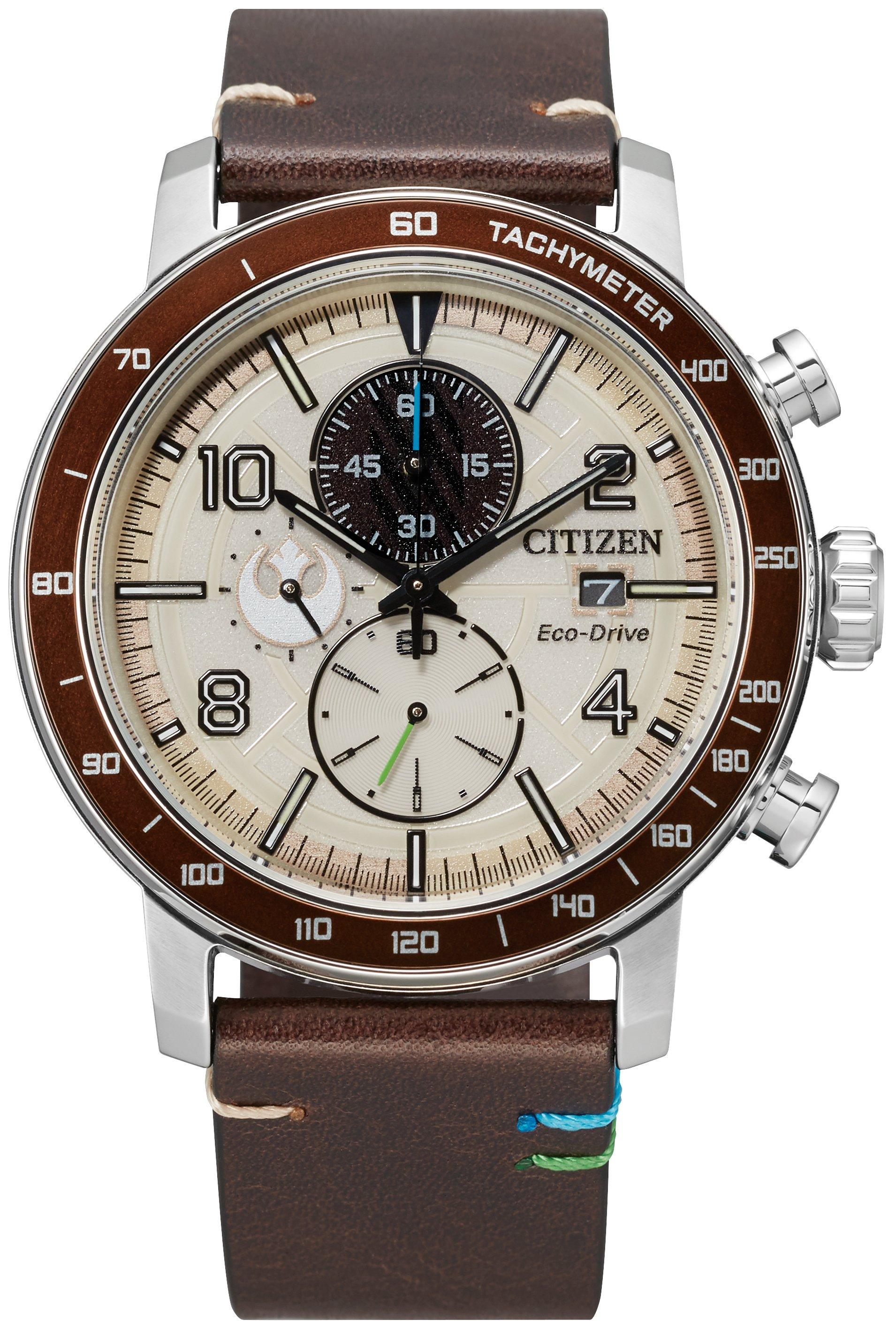 Citizen Eco-Drive Star Wars Luke Skywalker 44mm Stainless Steel with Brown Leather Strap Watch