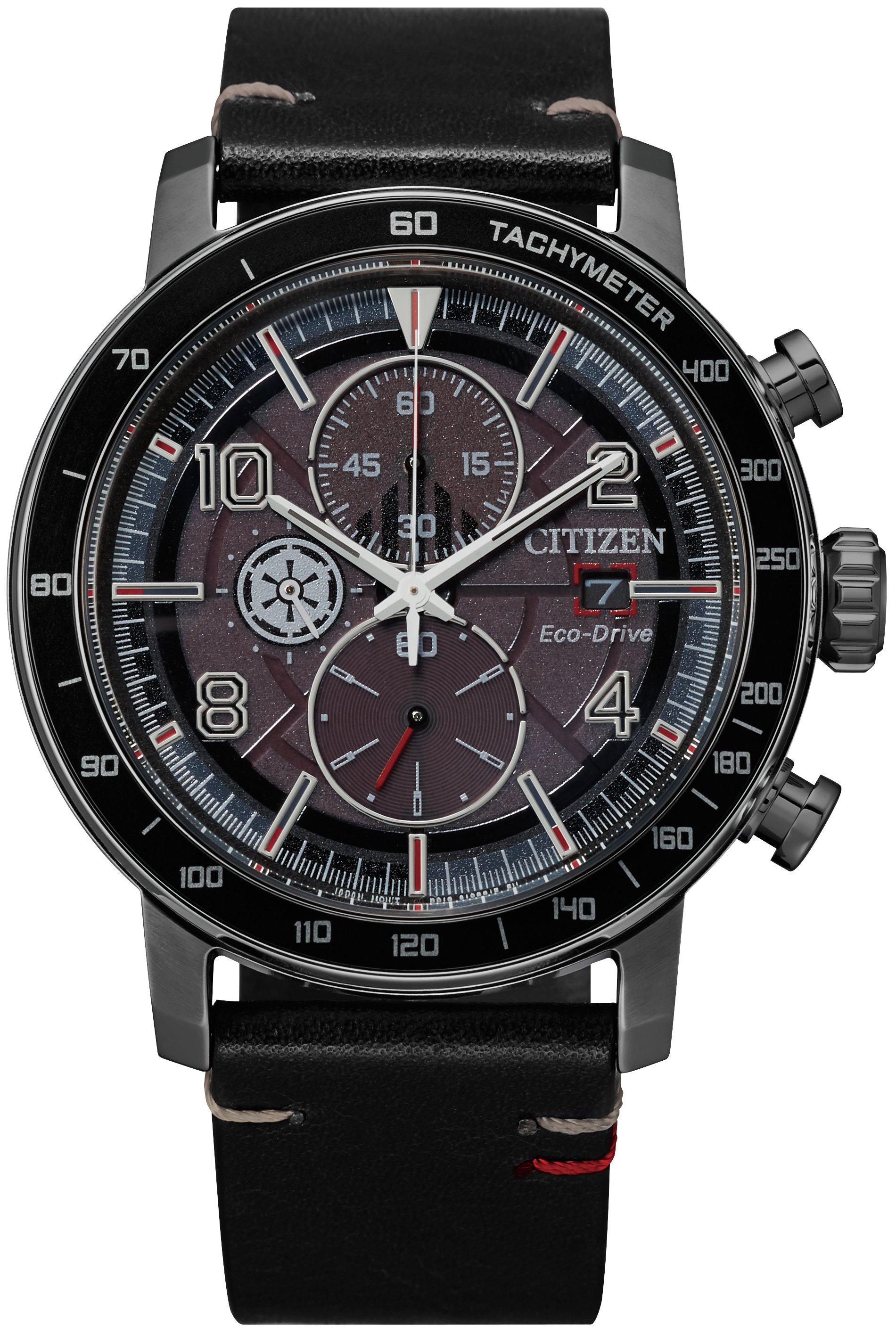 Citizen Eco-Drive Star Wars Darth Vader 44mm Black Stainless Steel with Black Leather Strap Watch