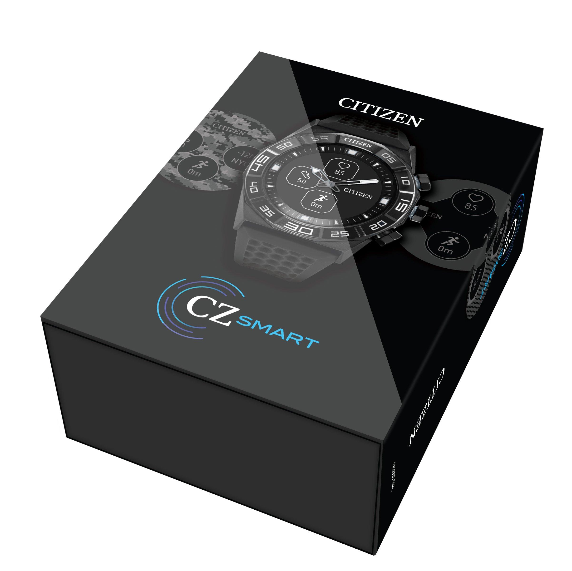 Citizen CZ Smart Hybrid 44mm Silver Tone Stainless Steel with Black Silicone Strap Smartwatch