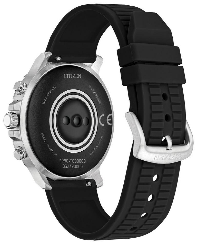 Citizen CZ Smart 46mm Silver Tone Stainless Steel with Black Silicone Strap Smartwatch