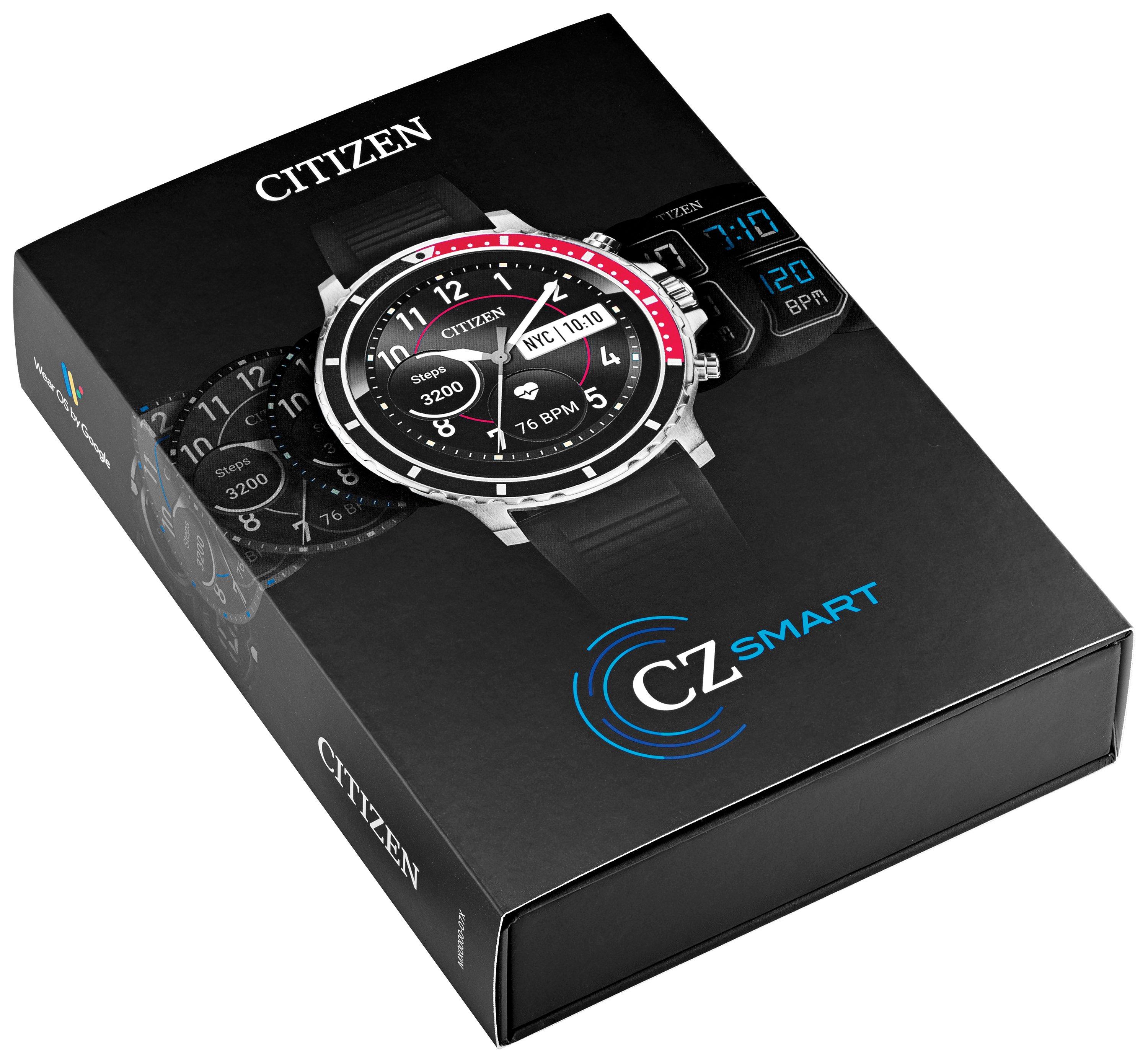 Citizen CZ Smart 46mm Silver Tone Stainless Steel with Black Silicone Strap Smartwatch