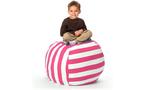 Creative QT Stuff&#39;n Sit Stuffed Animal Storage Bean Bag 33-In Pink Stripe