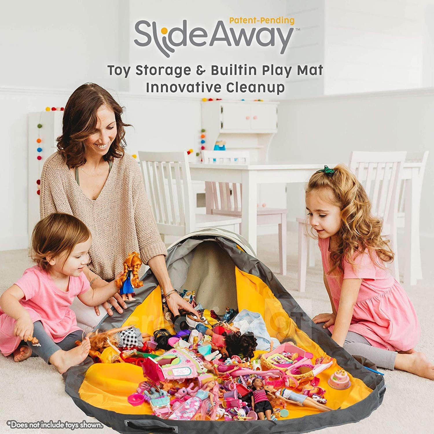 list item 4 of 6 Creative QT SlideAway Toy Storage Basket and Play Mat Grey Stripe