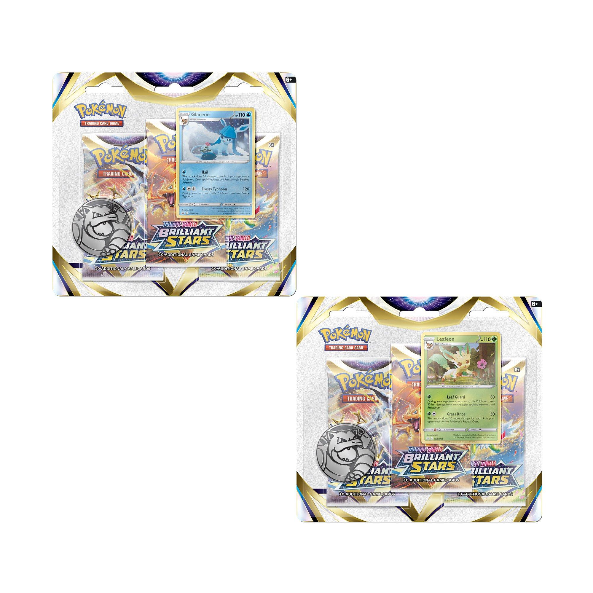 Pokemon Trading Card Game Sword And Shield Brilliant Stars Three Pack Booster Pack Gamestop