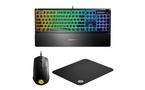 SteelSeries Level Up Gaming Bundle Apex 3 Keyboard, Rival 3 Wired Mouse, QcK Medium Mouse Pad