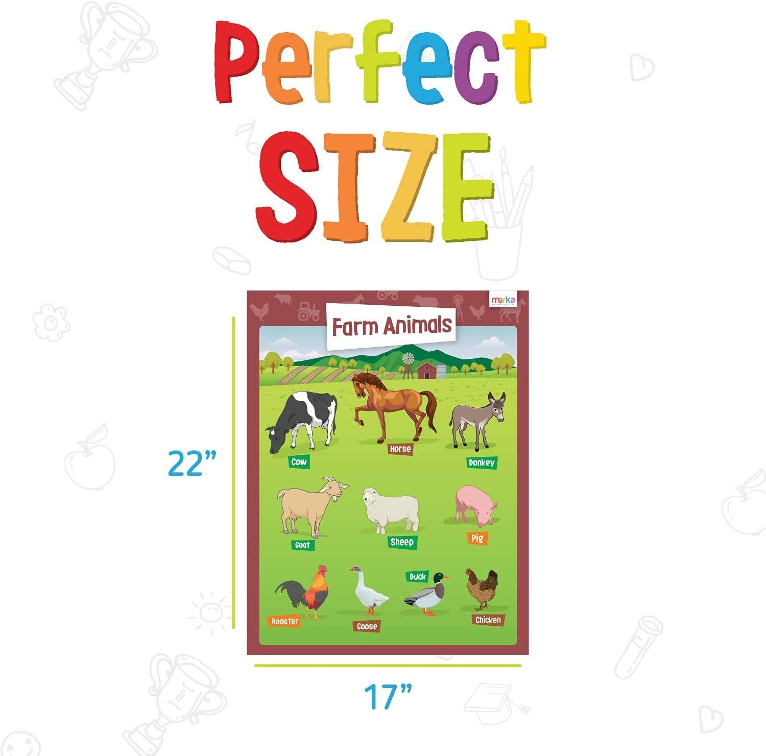 list item 5 of 9 merka Large Kindergarten Set of the USA, World Maps, Letters, Shapes, Numbers, and Animals Educational Wall Posters