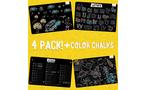 merka Chalkboard Coloring Fun Space Adventure - 4 Pack with 4 Chalk Colors EducationalReusable Non-Slip Placemats