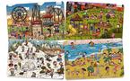 merka The Park, The fair, The Beach, and The Ski Slope Fun Activities - 4 Pack Educational Non-Slip Silicone Placemats