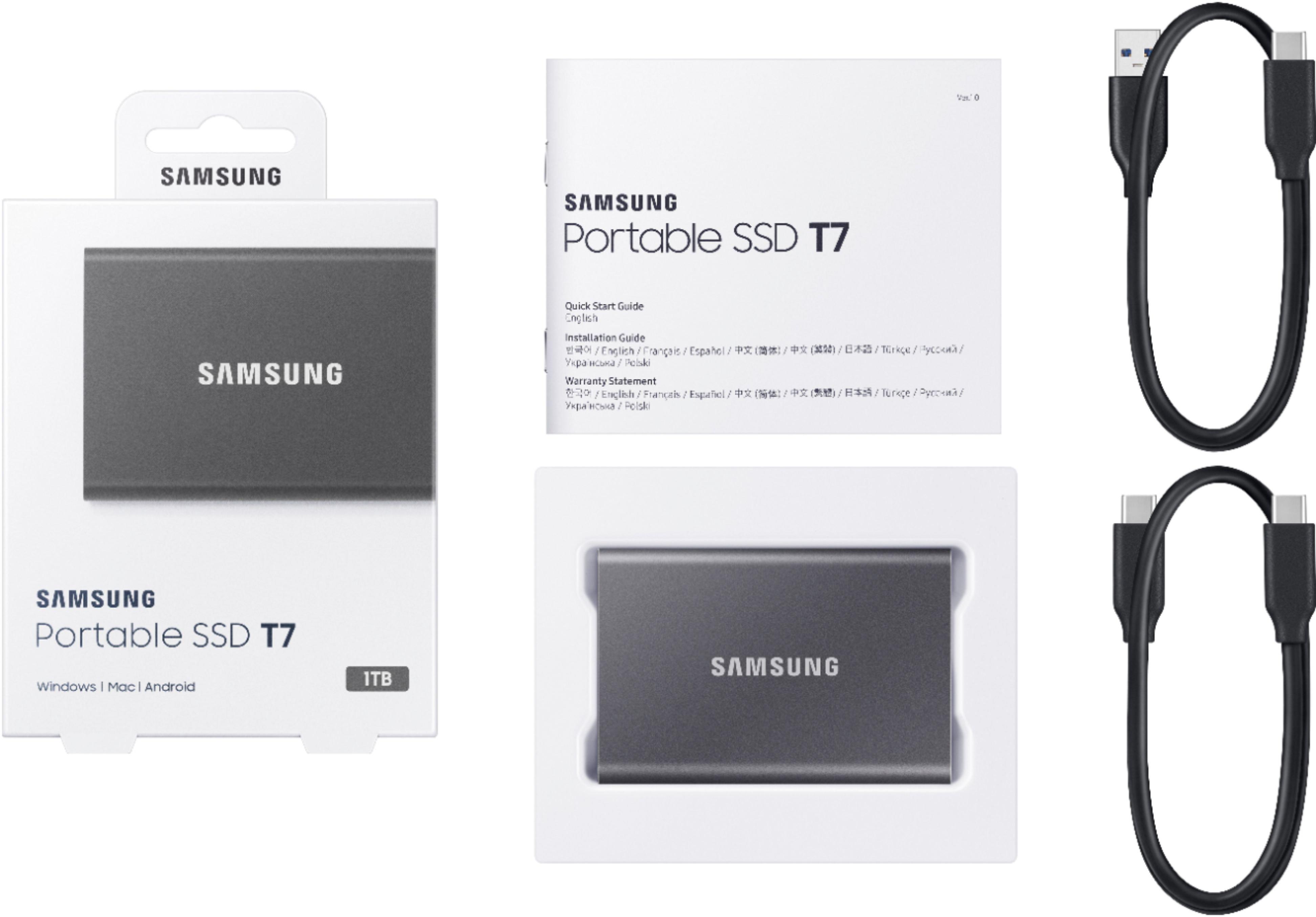 Samsung 1TB T7 USB 3.2 Portable External SSD MU-PC1T0T/AM
