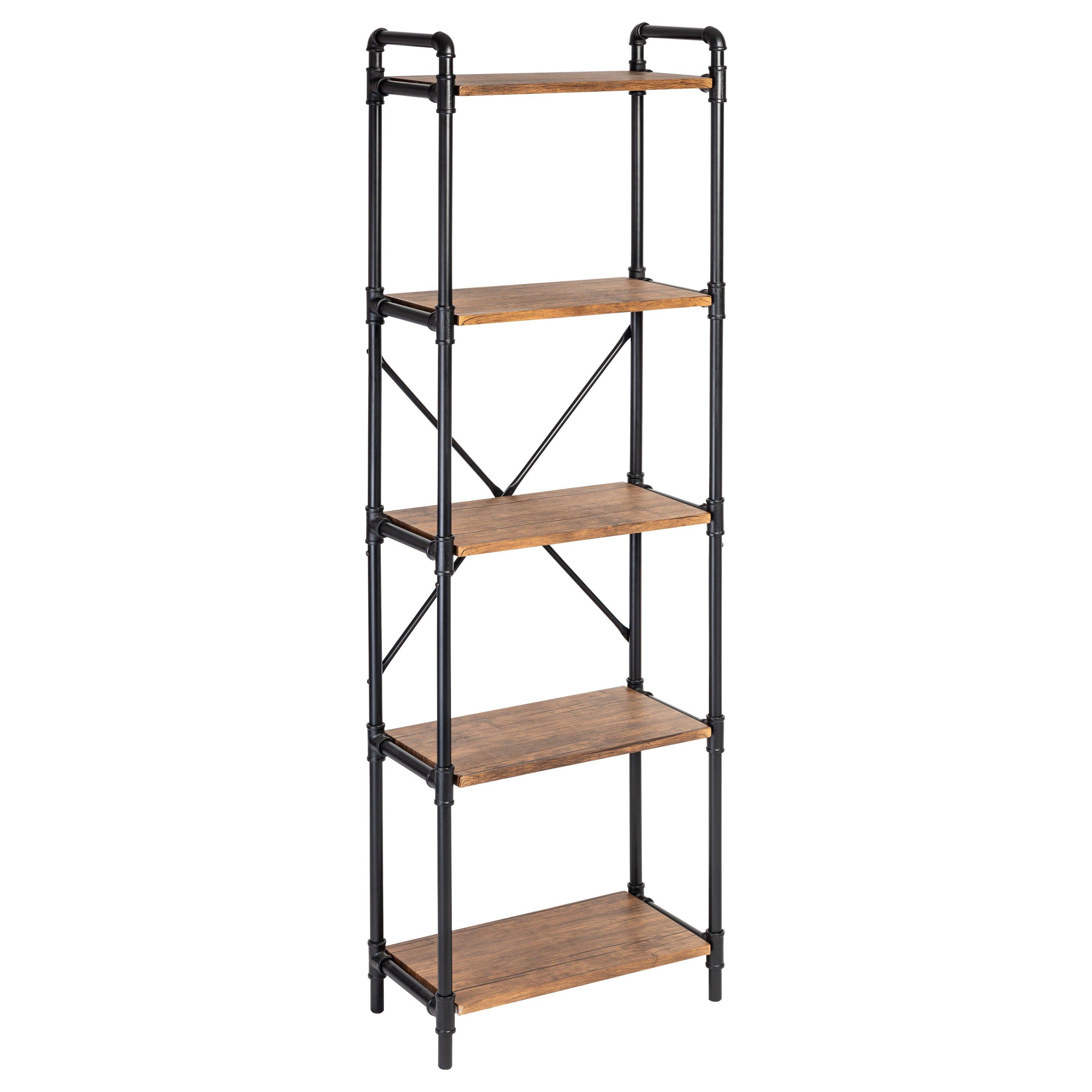 Honey-Can-Do Industrial 5-Tier Bookshelf Black