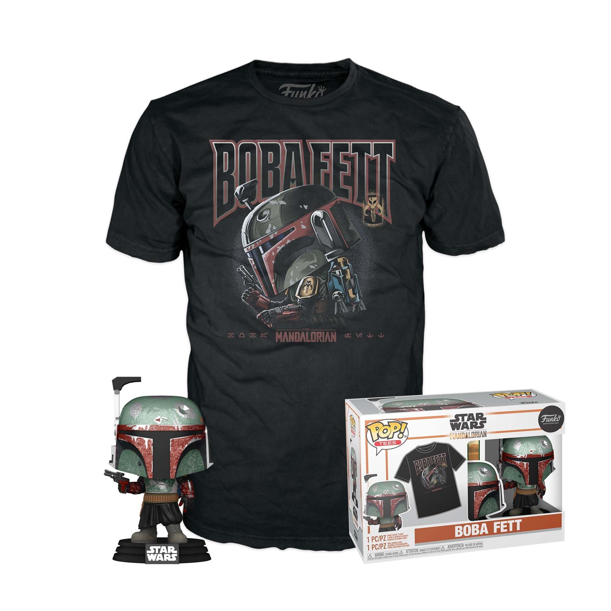 Funko Pop And Tee Star Wars The Mandalorian Boba Fett Vinyl Bobblehead And T Shirt M Gamestop