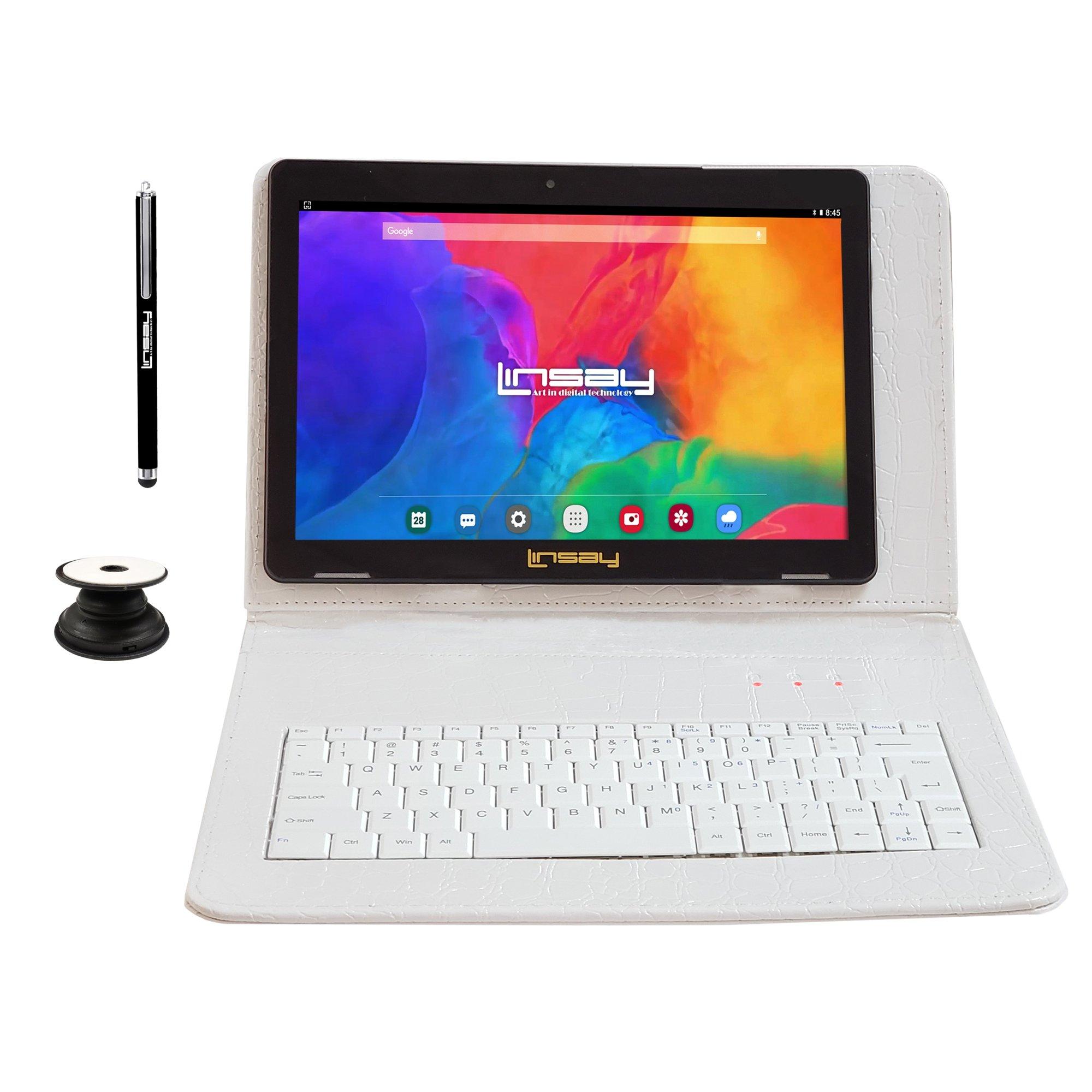 list item 1 of 4 LINSAY 10.1-in Android 11 Tablet 32GB Bundle with Deluxe Crocodile Keyboard Case