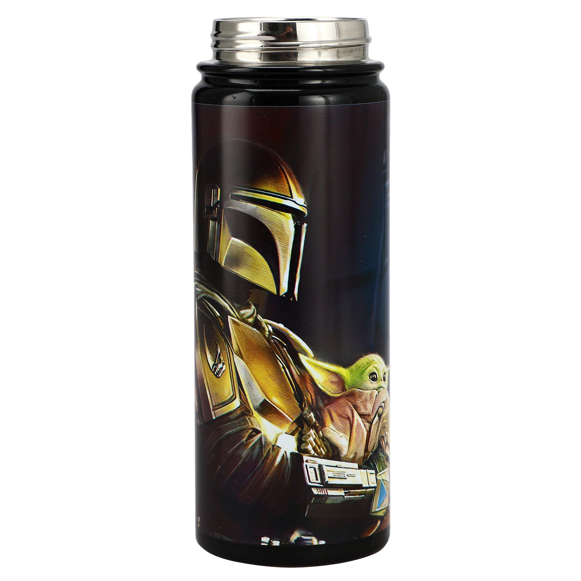 Star Wars The Mandalorian Grogu of the Galaxy Stainless Steel Water Bottle  - Black - 17 oz.