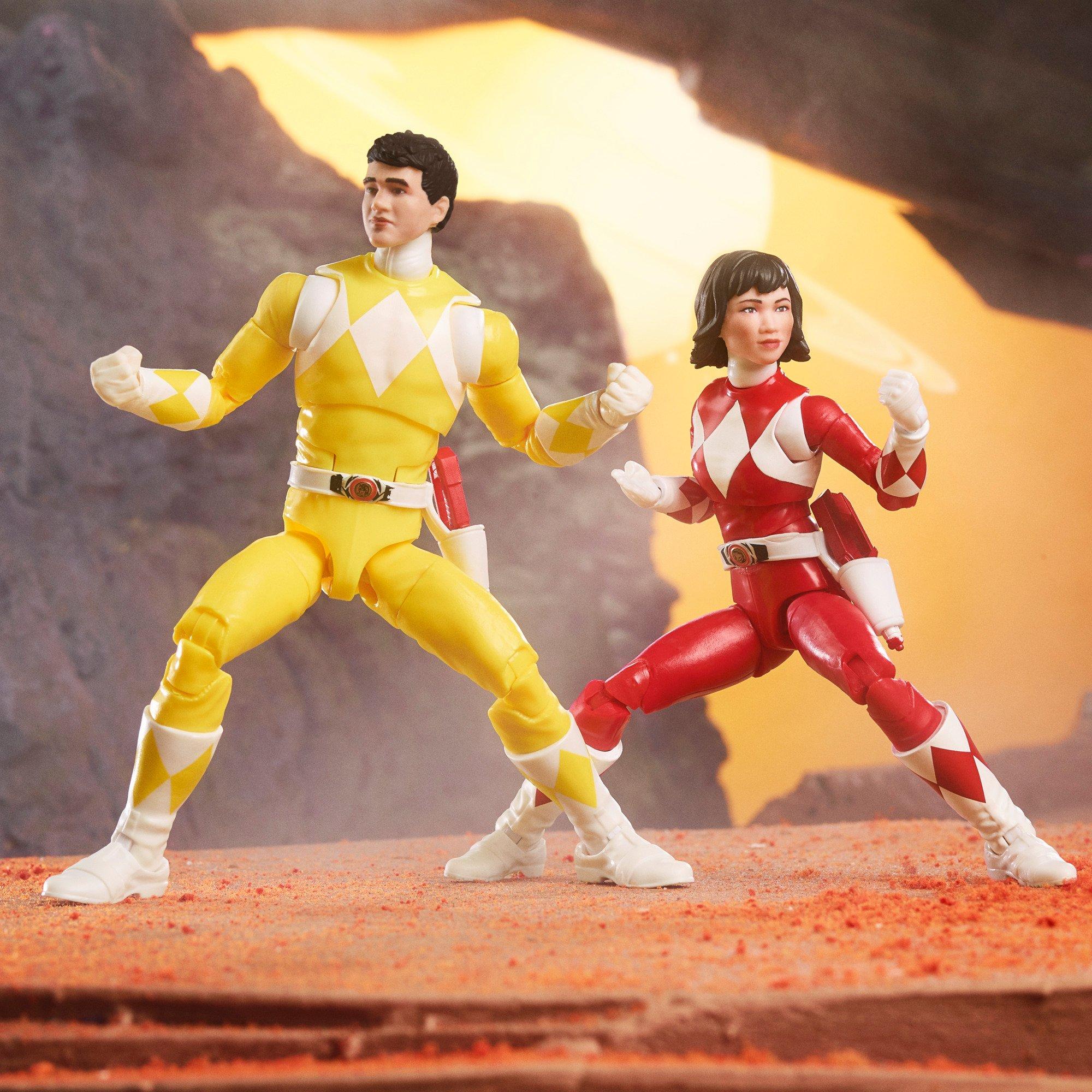 Power Rangers Lightning Collection Mighty Morphin Red Ranger Trini and Yellow Ranger Jason GameStop Exclusive