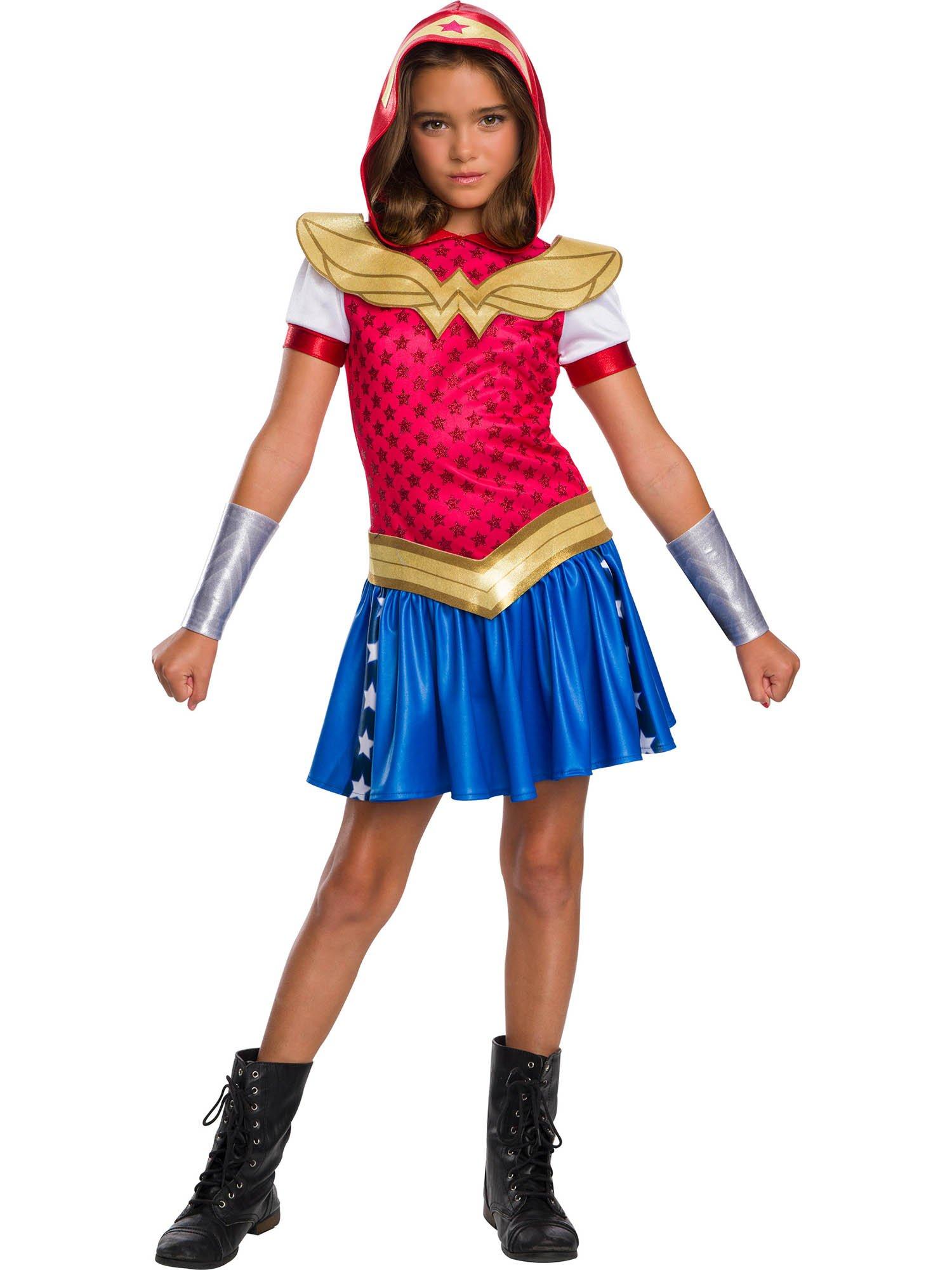 DC Super Hero Wonder Woman Girls Hooded Dress Costume (Small)