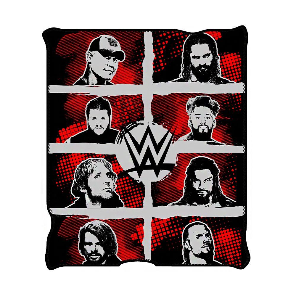 Silver Buffalo WWE Superstar Grid Ink Fleece Throw Blanket 50x60