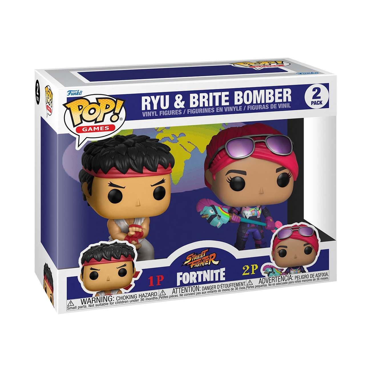Funko POP! Games: Street Fighter and Fortnite Ryu and Brite Bomber 2-Pack  4.25 Vinyl Figures