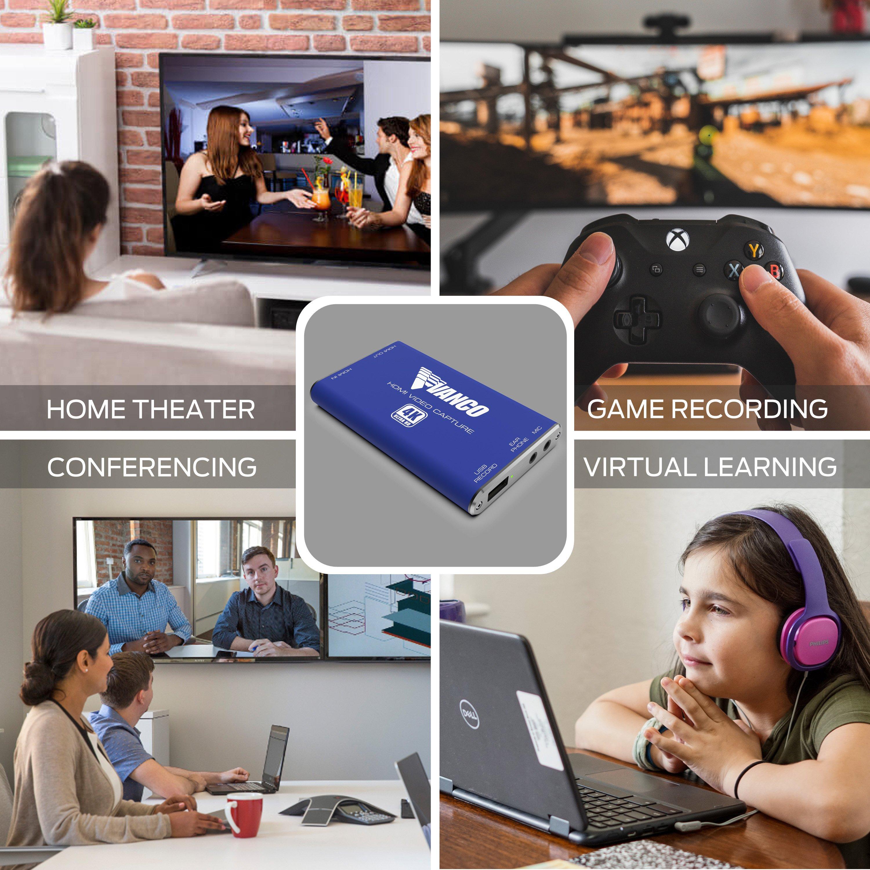 Vanco 4K HDMI to USB Video Capture Device with Audio Input/Output