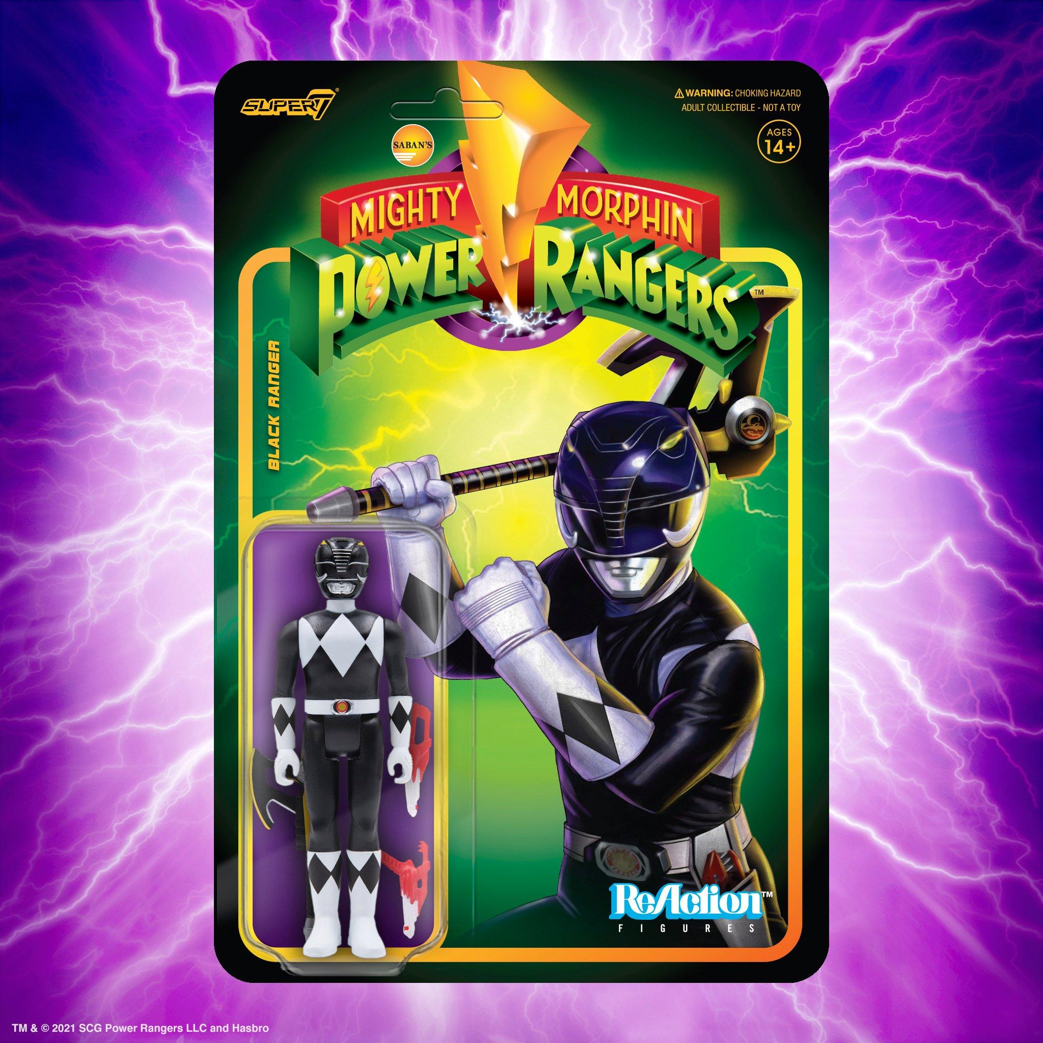 Super7 ReAction Mighty Morphin Power Rangers Black Ranger 3.75-in Action Figure
