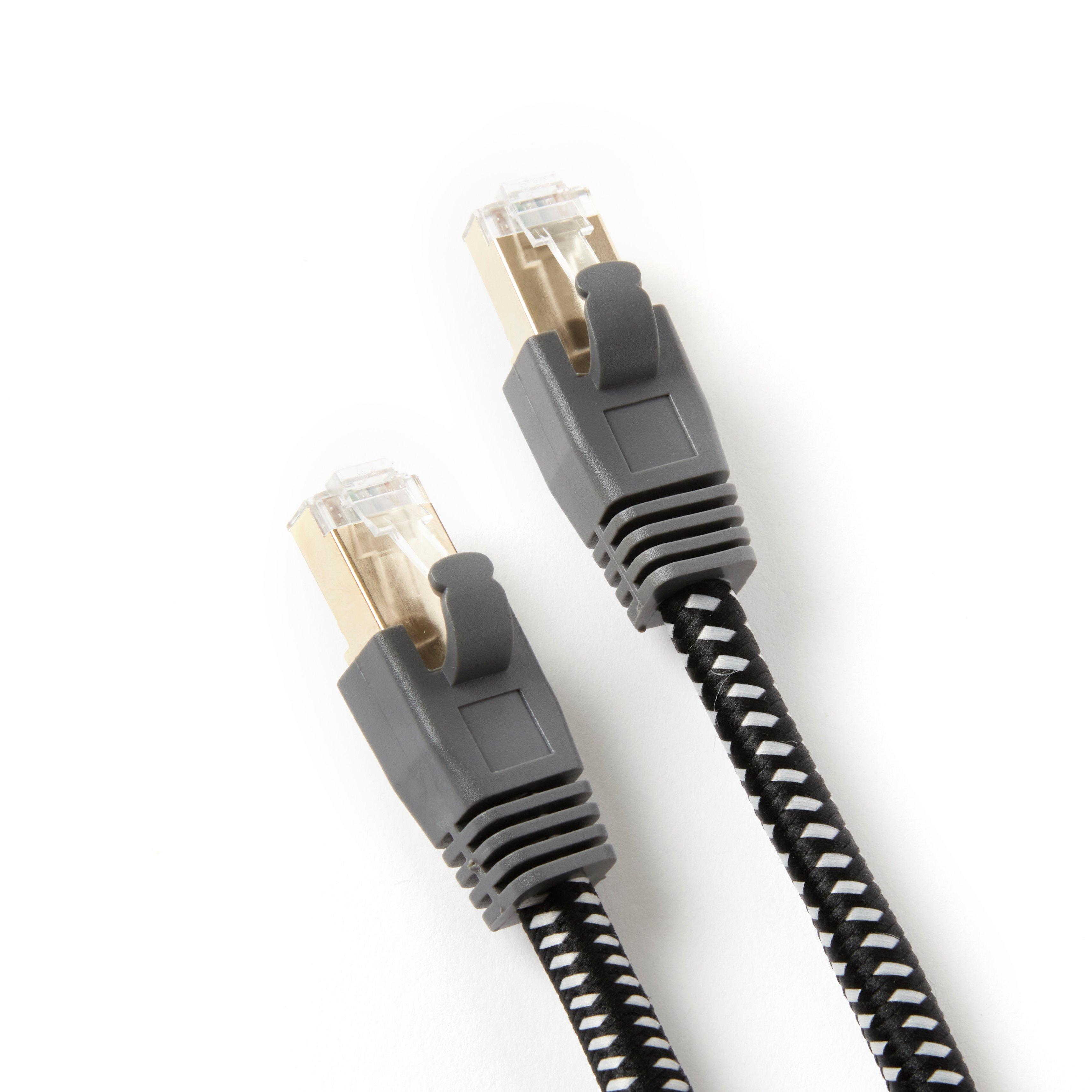 list item 1 of 2 Atrix CAT 7 Ethernet Cable Braided Nylon 10ft Black