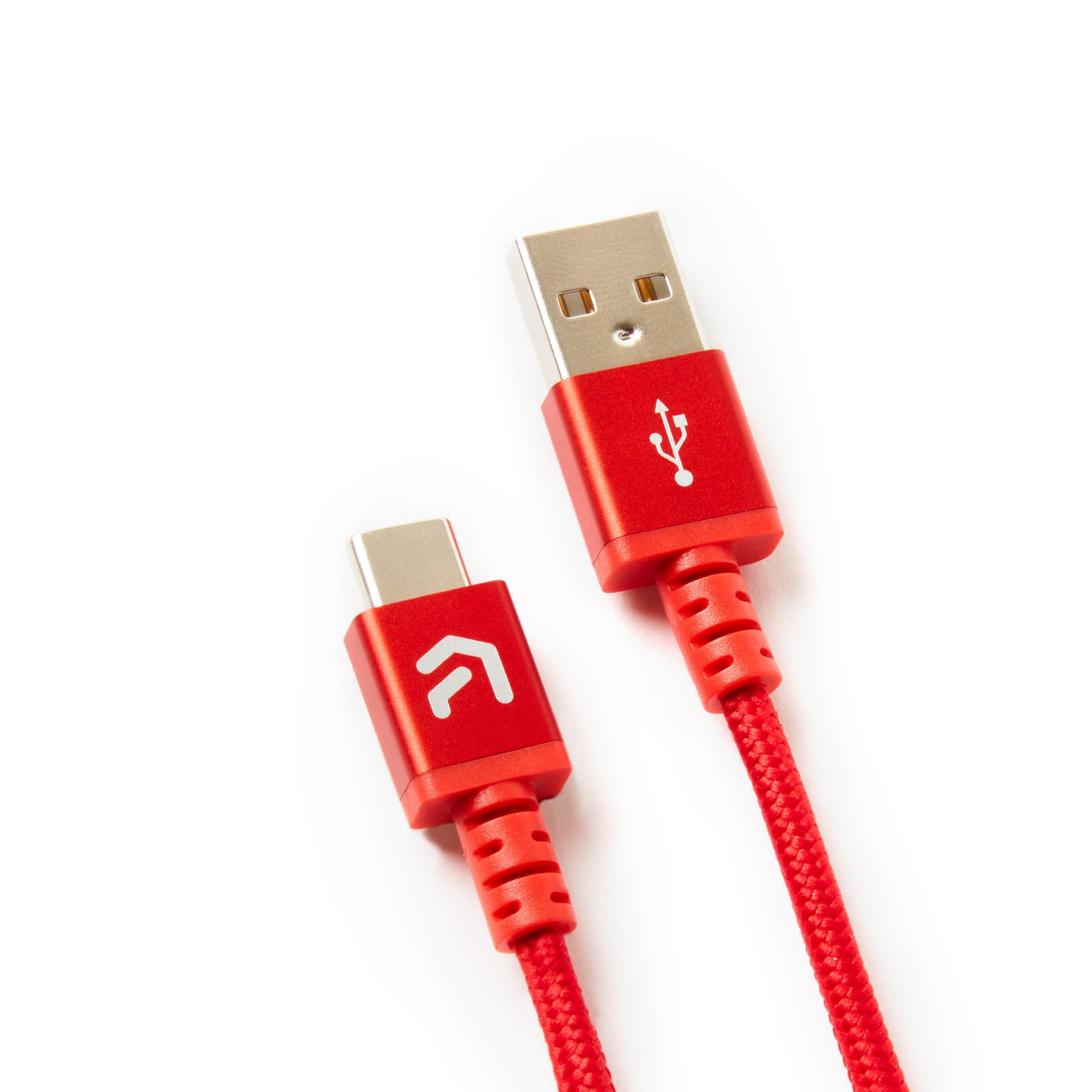 Atrix USB-A to USB-C Braided Nylon 10ft Red