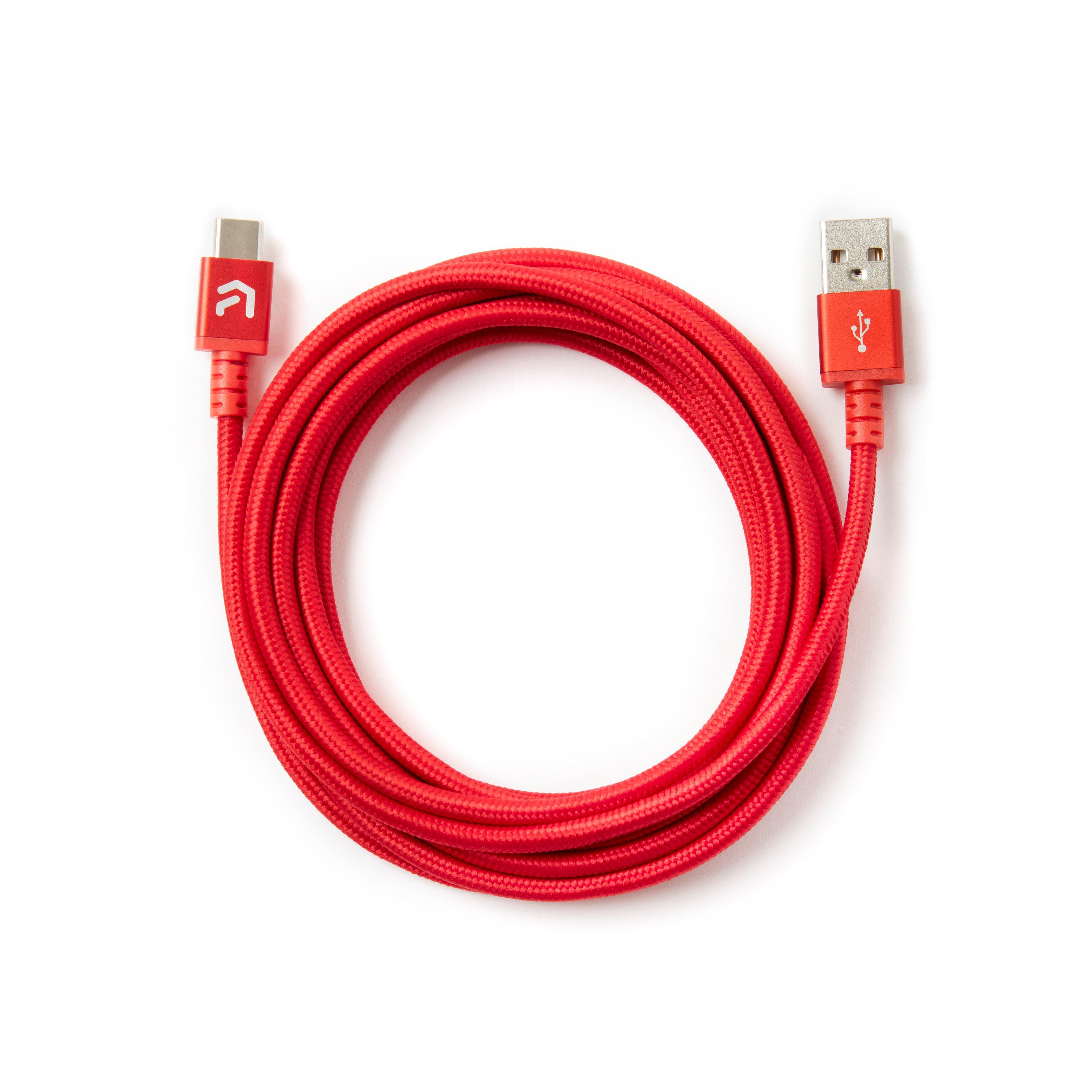 Atrix USB-A to USB-C Braided Nylon 10ft Red