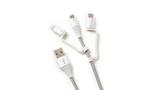 Atrix 3 in 1 USB Cable Braided Nylon 4ft Silver