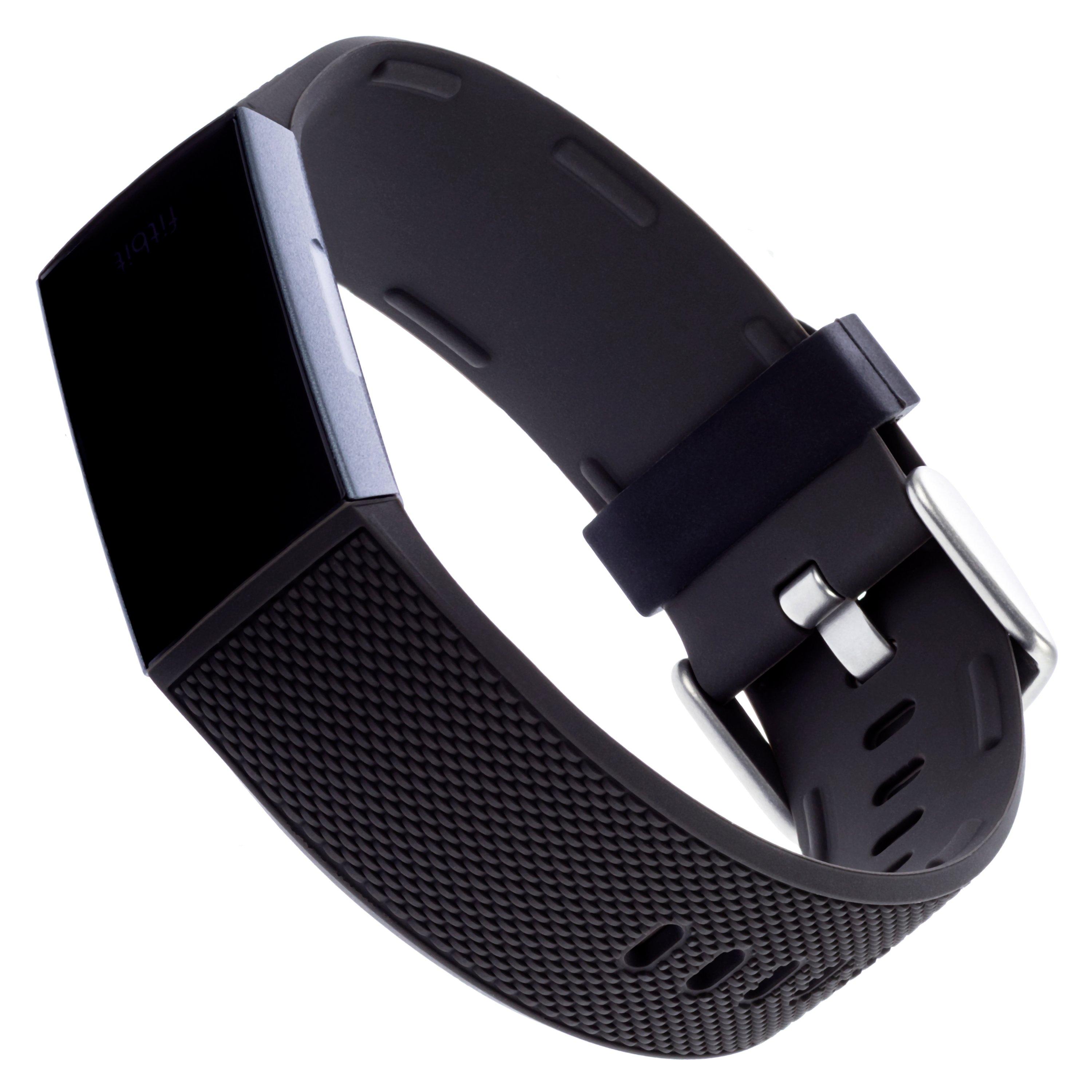 Replacement Silicone Carbon Wristband Band Strap With Buckle for Fitbit Charge 2 