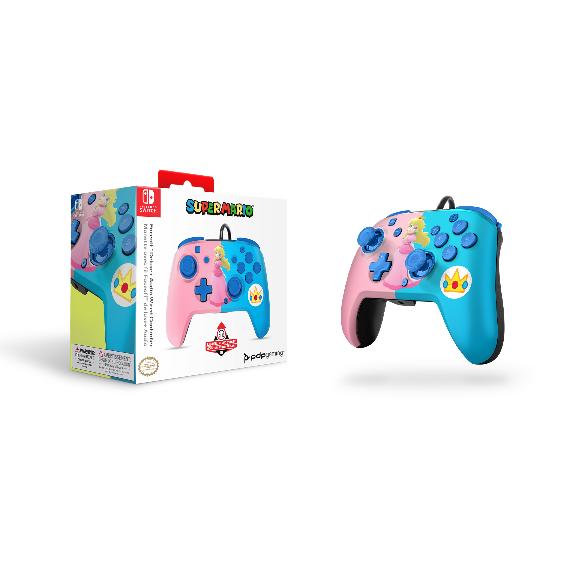 PDP Faceoff Deluxe Plus Audio Wired Controller Princess Peach