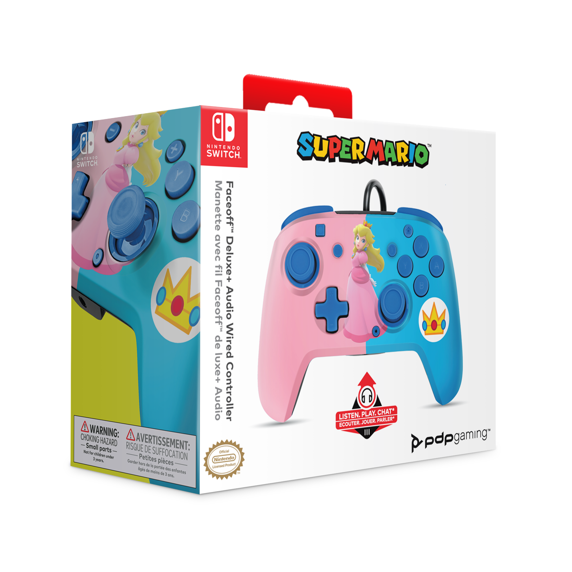 PDP Faceoff Deluxe Plus Audio Wired Controller Princess Peach