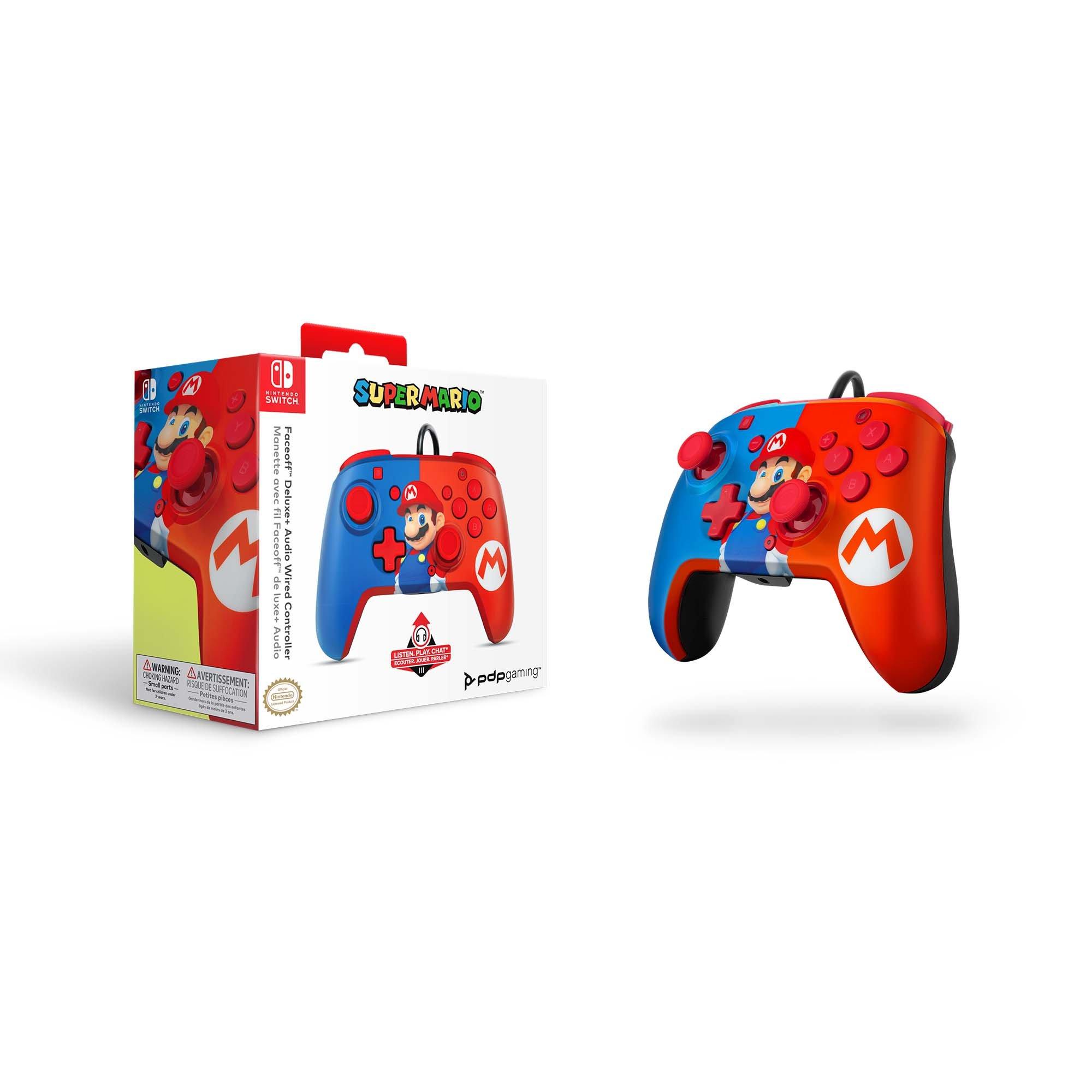 PDP Faceoff Deluxe Plus Audio Wired Controller Power Pose Mario