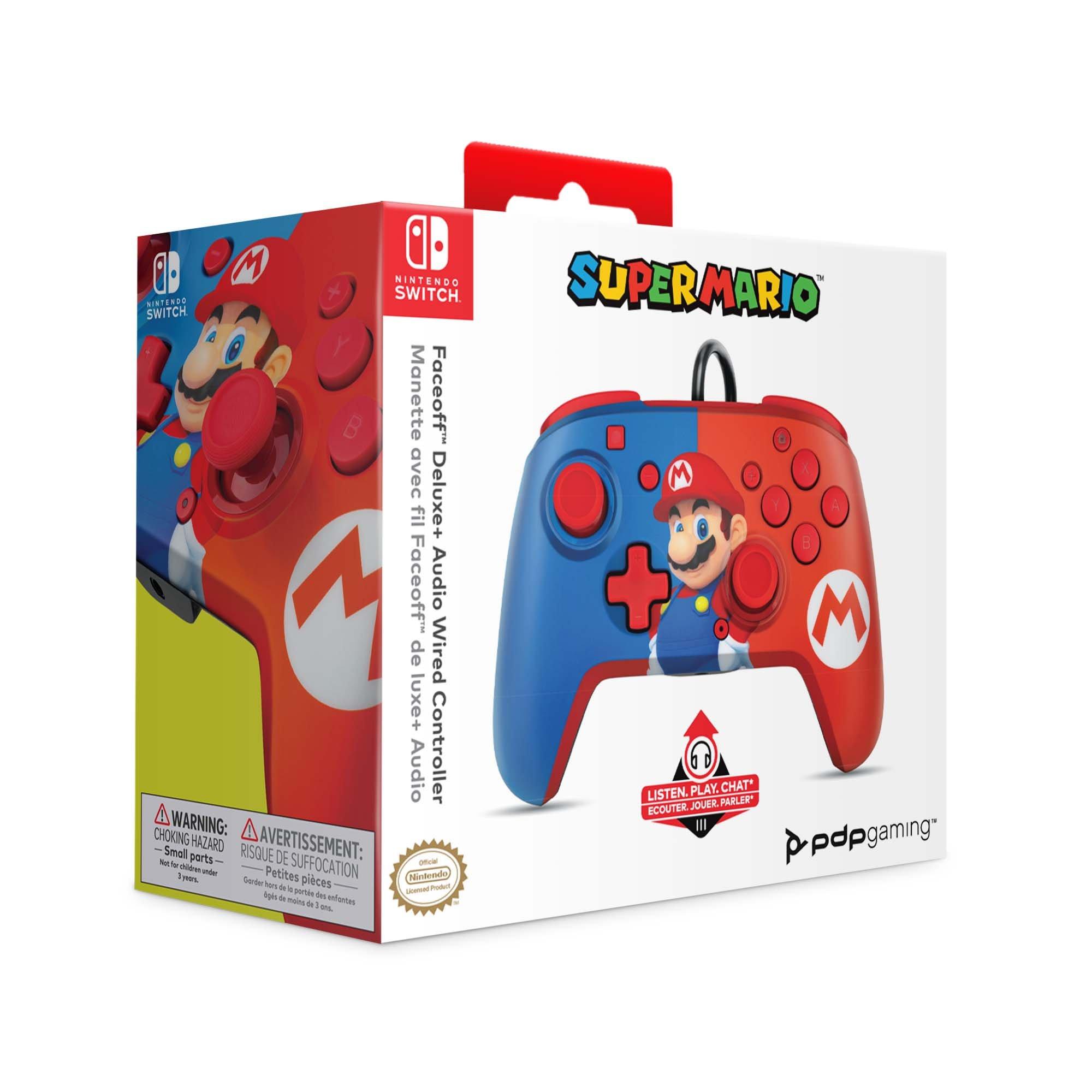 list item 9 of 9 PDP Faceoff Deluxe Plus Audio Wired Controller Power Pose Mario for Nintendo Switch