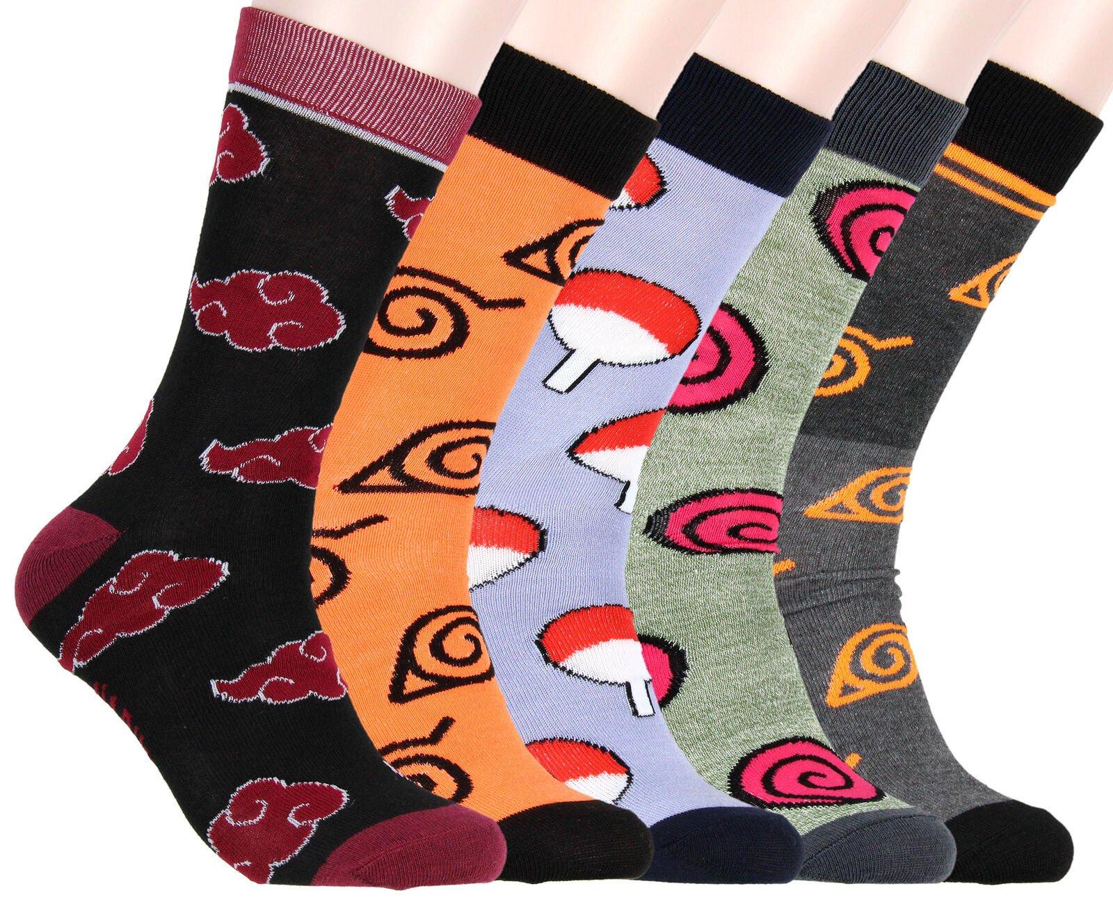 Naruto Shippuden Crew Socks 5-Pack, Bioworld Merchandising -  XS884YNAR