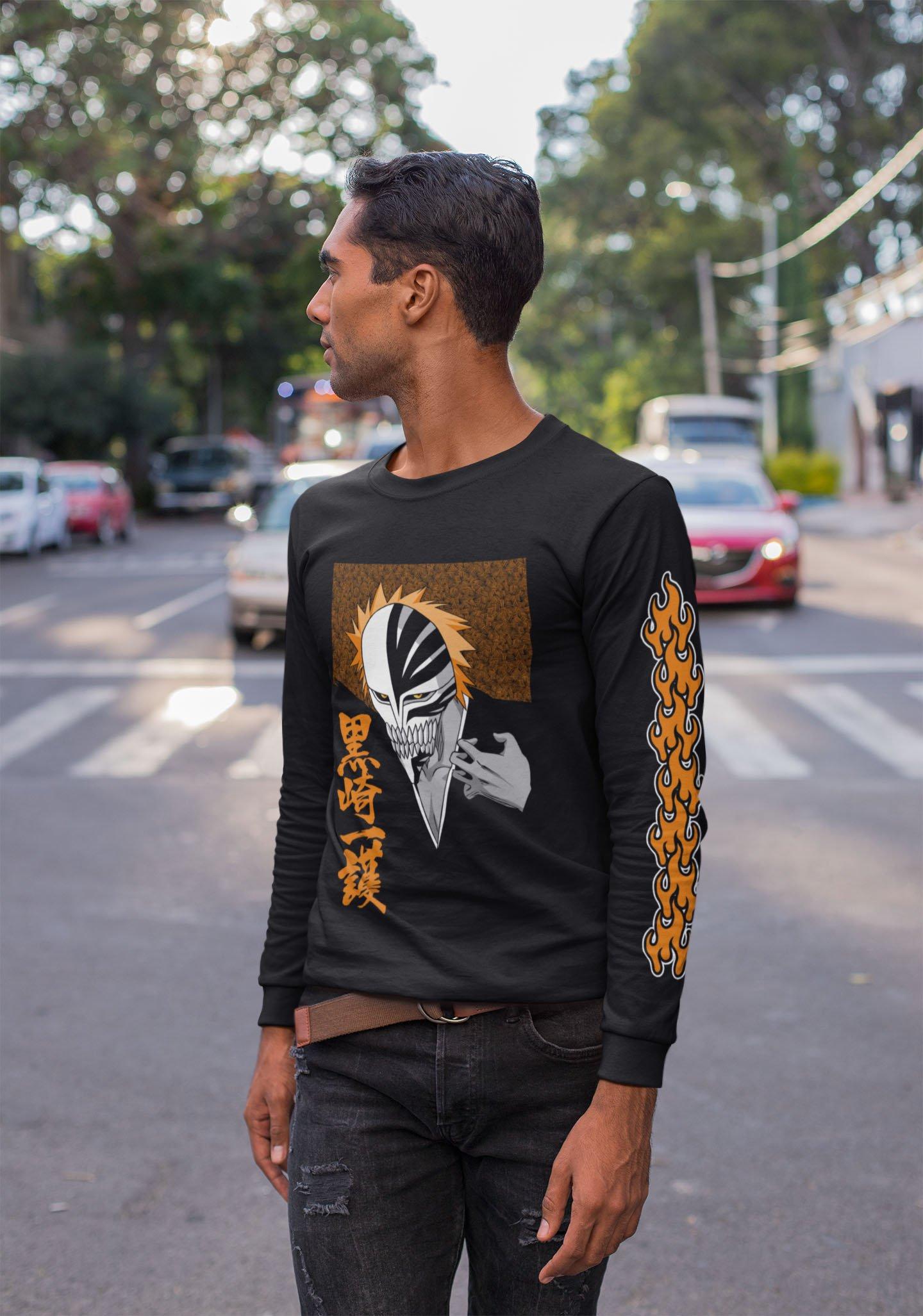 Bleach Ichigo Orange Flame Cutout Long Sleeve T-Shirt | GameStop