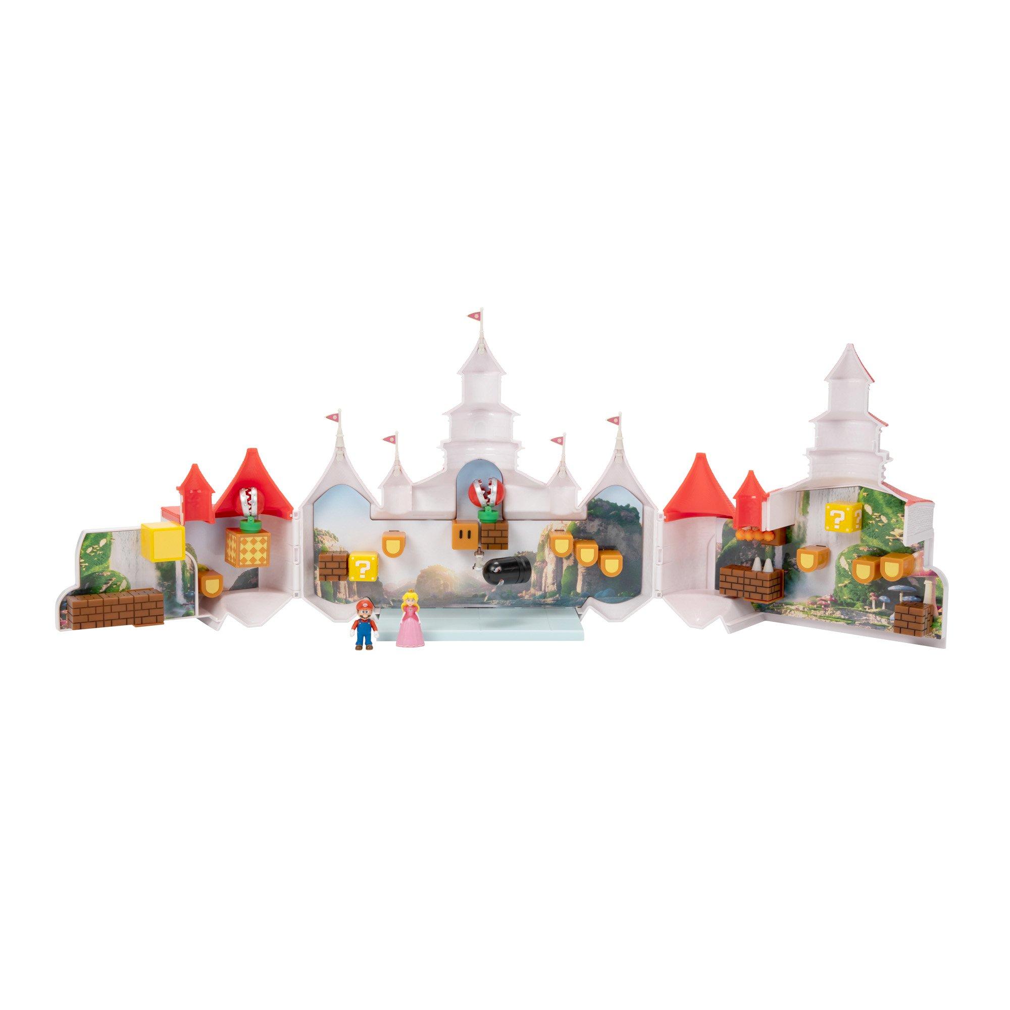 The Super Mario Bros. Movie Mushroom Kingdom Castle Playset with Mini Mario  and Peach Action Figures