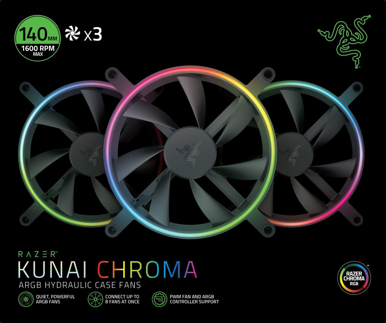 Razer Kunai Chroma 140mm PWM Performance Fan with RGB 3 Pack