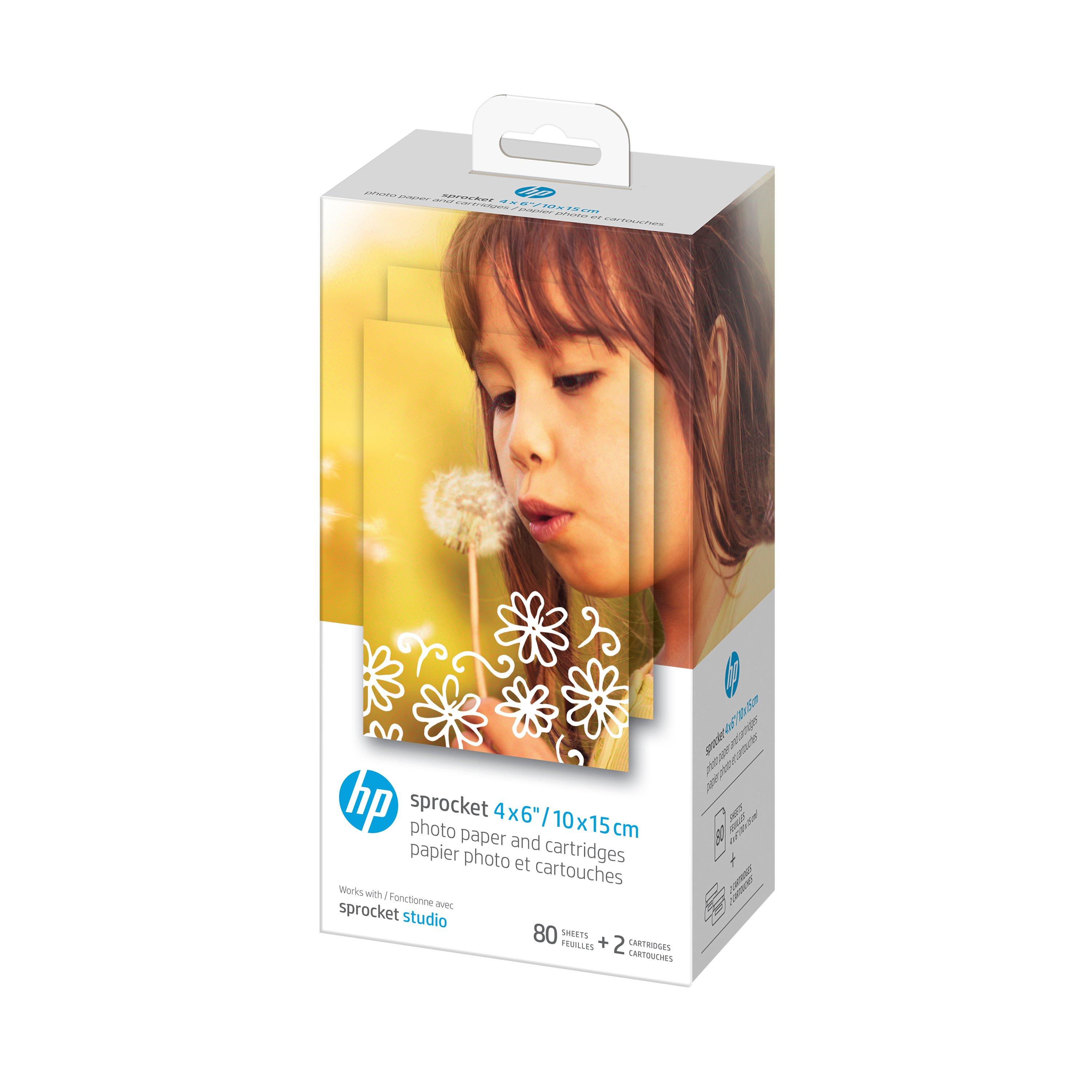 list item 1 of 3 HP Sprocket 4 x 6 Photo Paper 80 Pack with 2 Cartridges