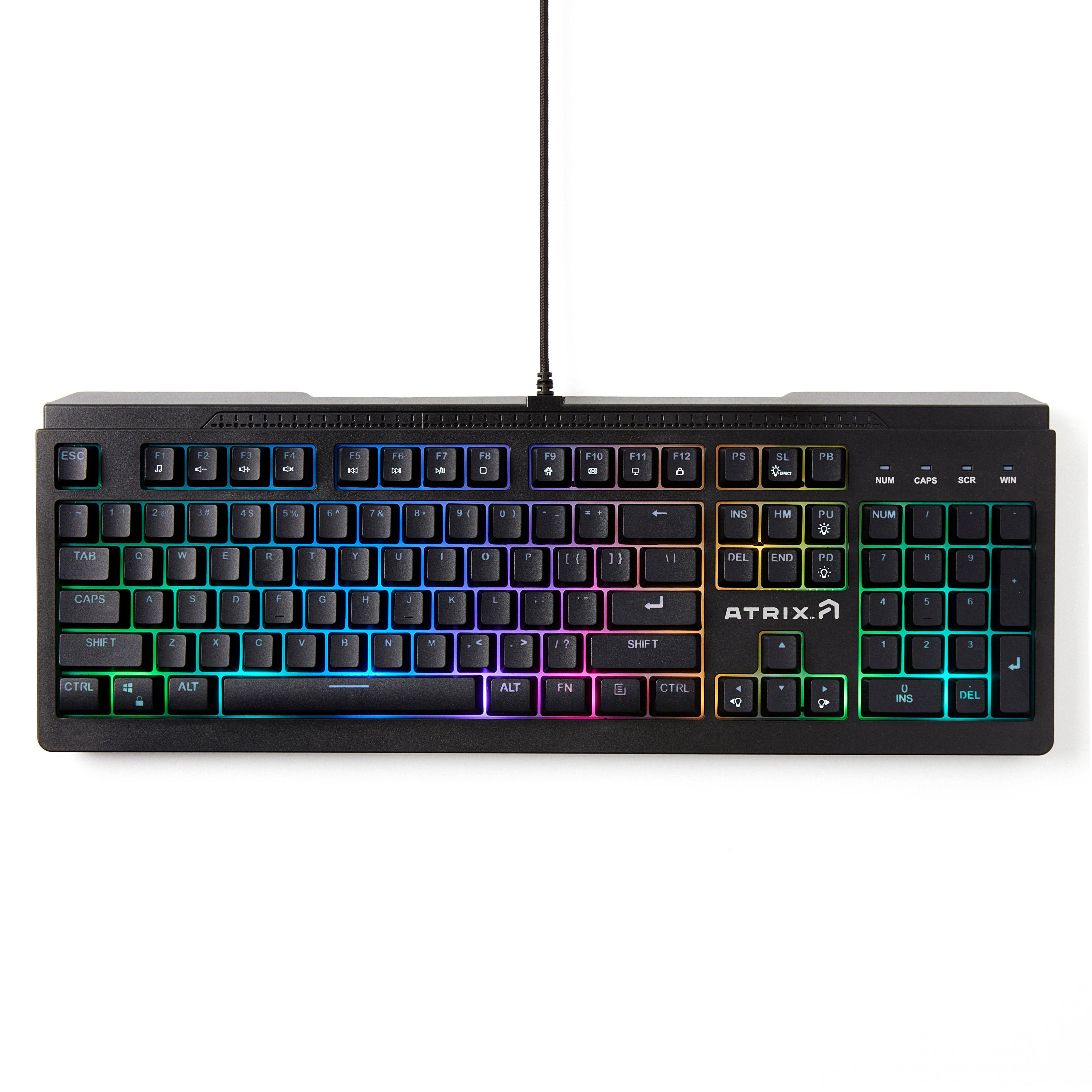 Atrix Wired Membrane Gaming Keyboard with RGB and 7Button Wired Gaming
