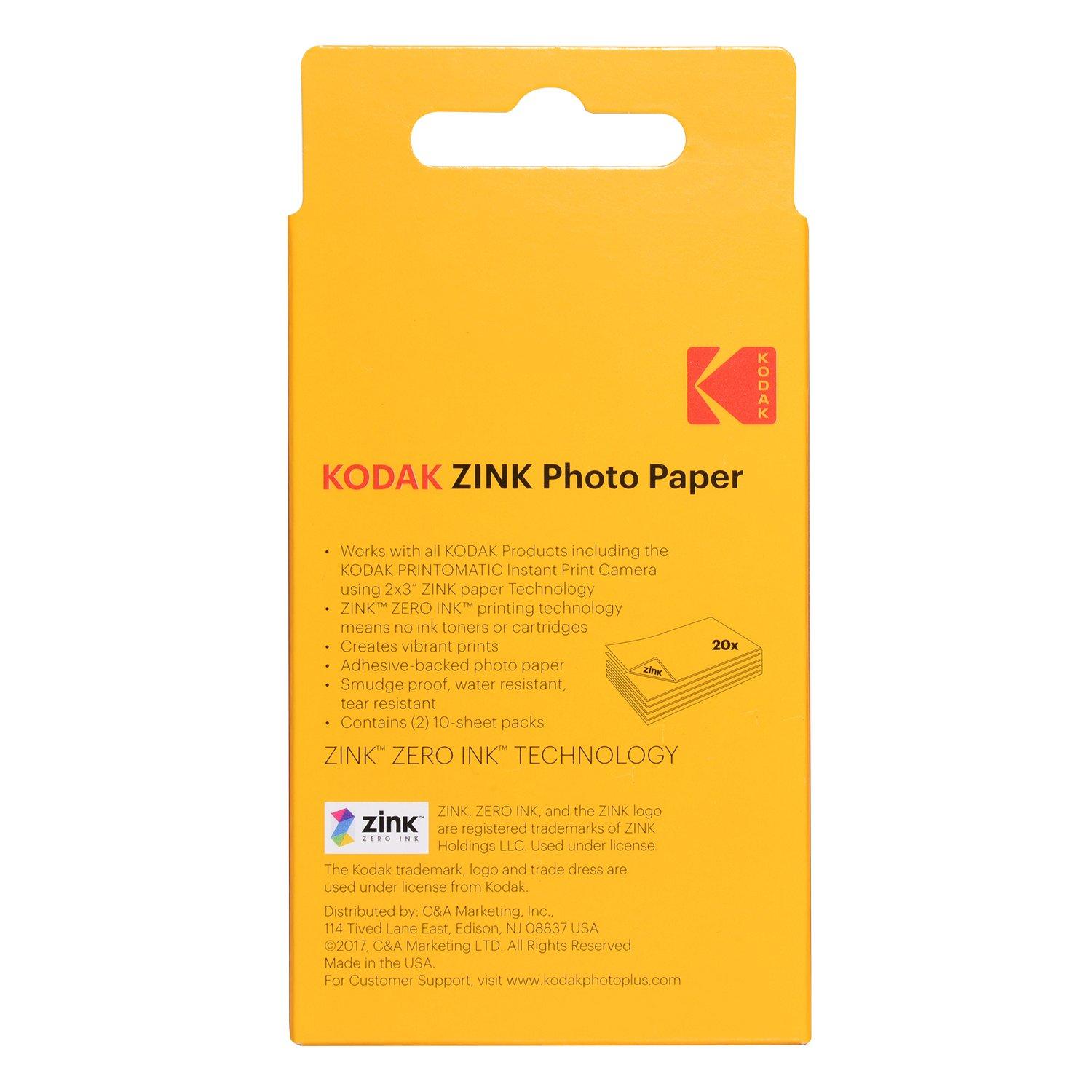 Kodak Zink Photo Paper 2x3 20-pk