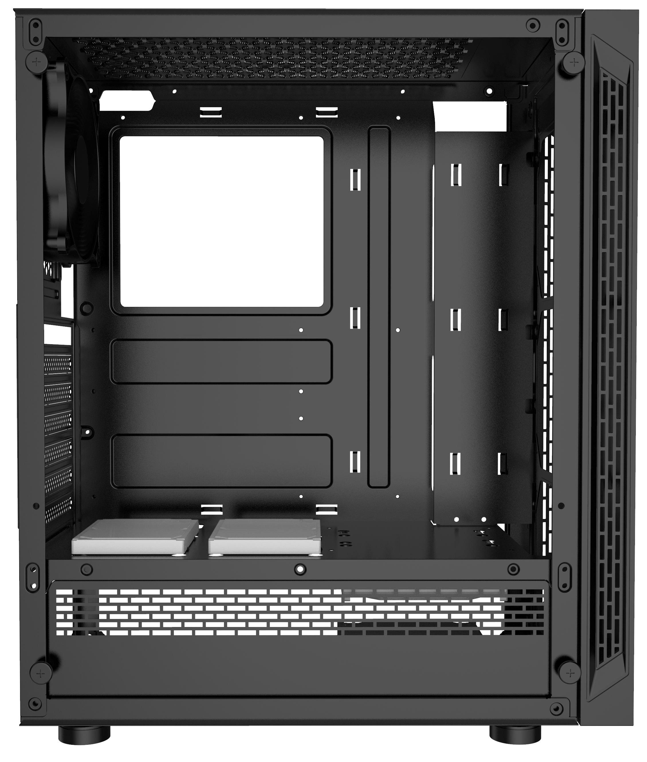 Atrix Metal Tempered Glass Mid-Tower Computer Case with Cooling Fan