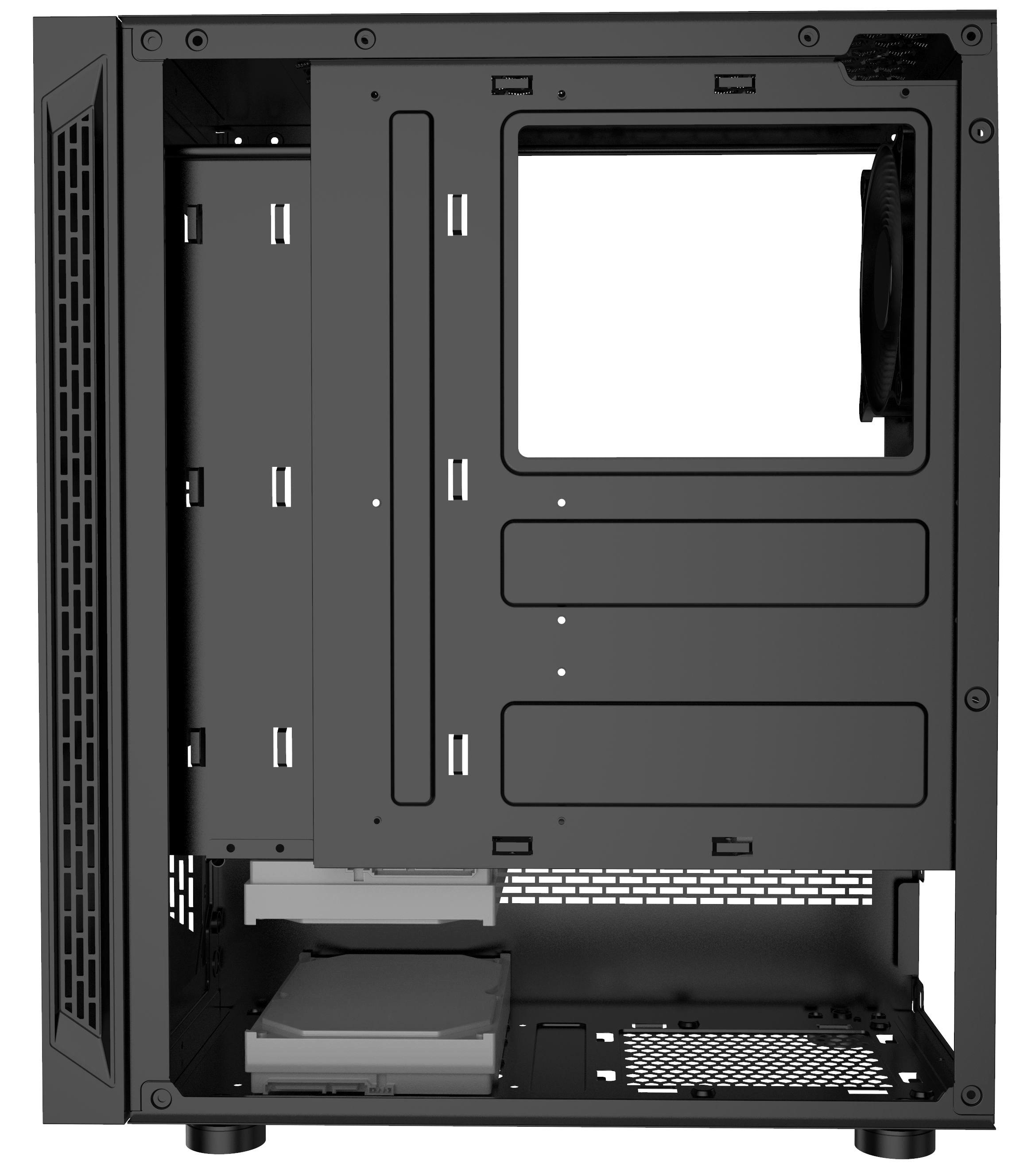 Atrix Metal Tempered Glass Mid-Tower Computer Case with Cooling Fan